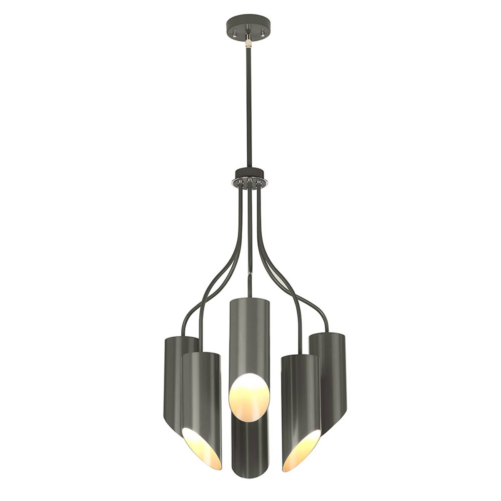 Quinto-riippuvalo, 6-lamp., tummanharmaa/nikkeli