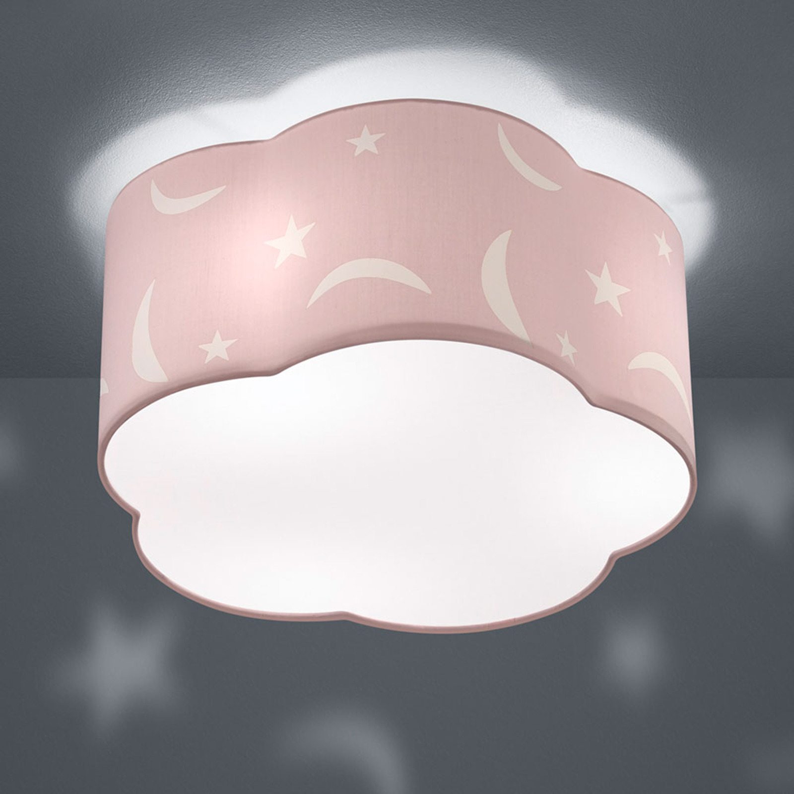 Kattolamppu Moony lastenhuoneeseen pastelliroosa