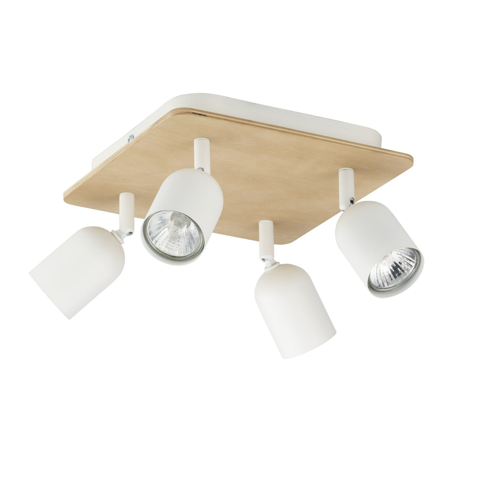 Kattospotti Top Wood, 4-lamppuinen, puu/valkoinen