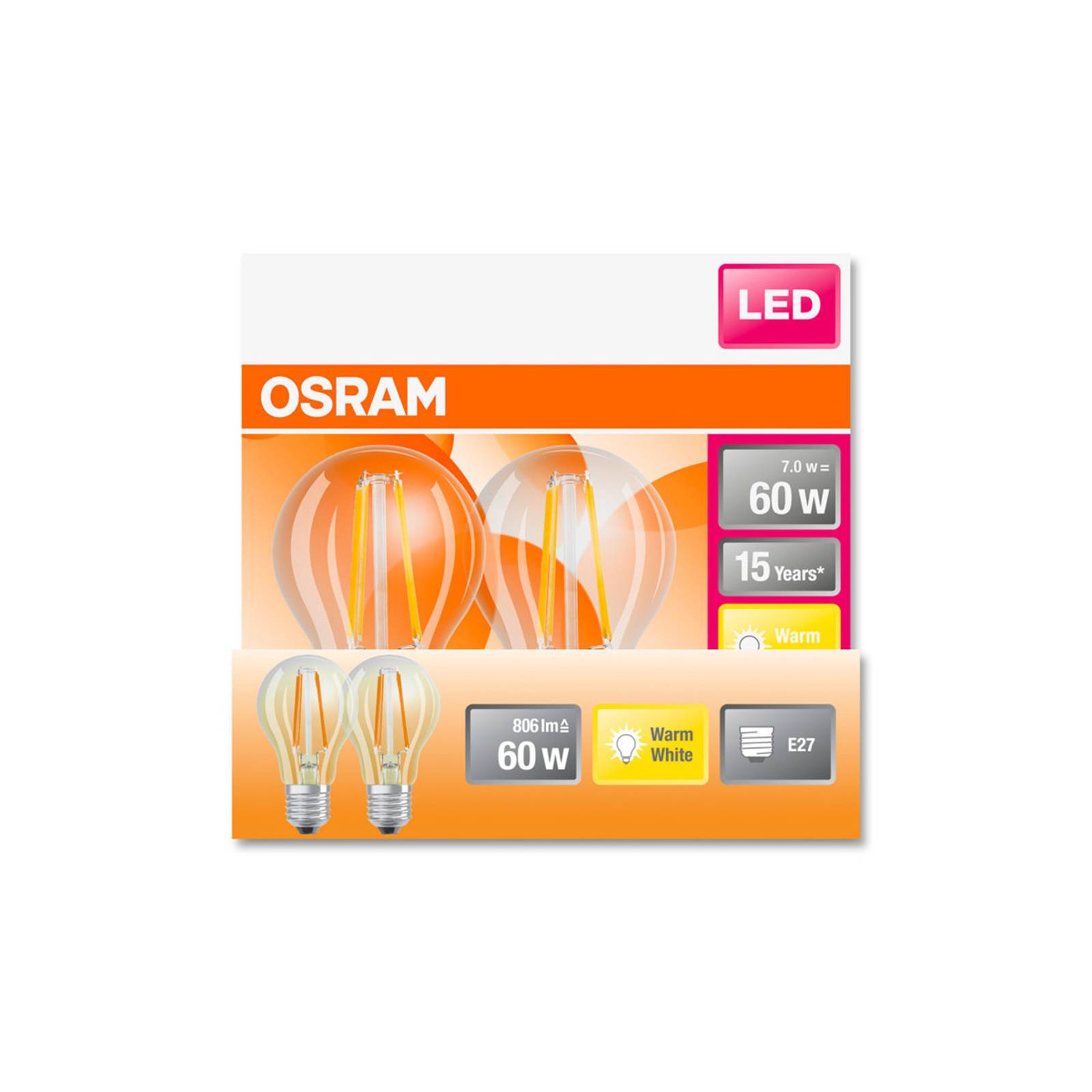 OSRAM-LED-retrofit E27 7W Filament 827 806lm, 2
