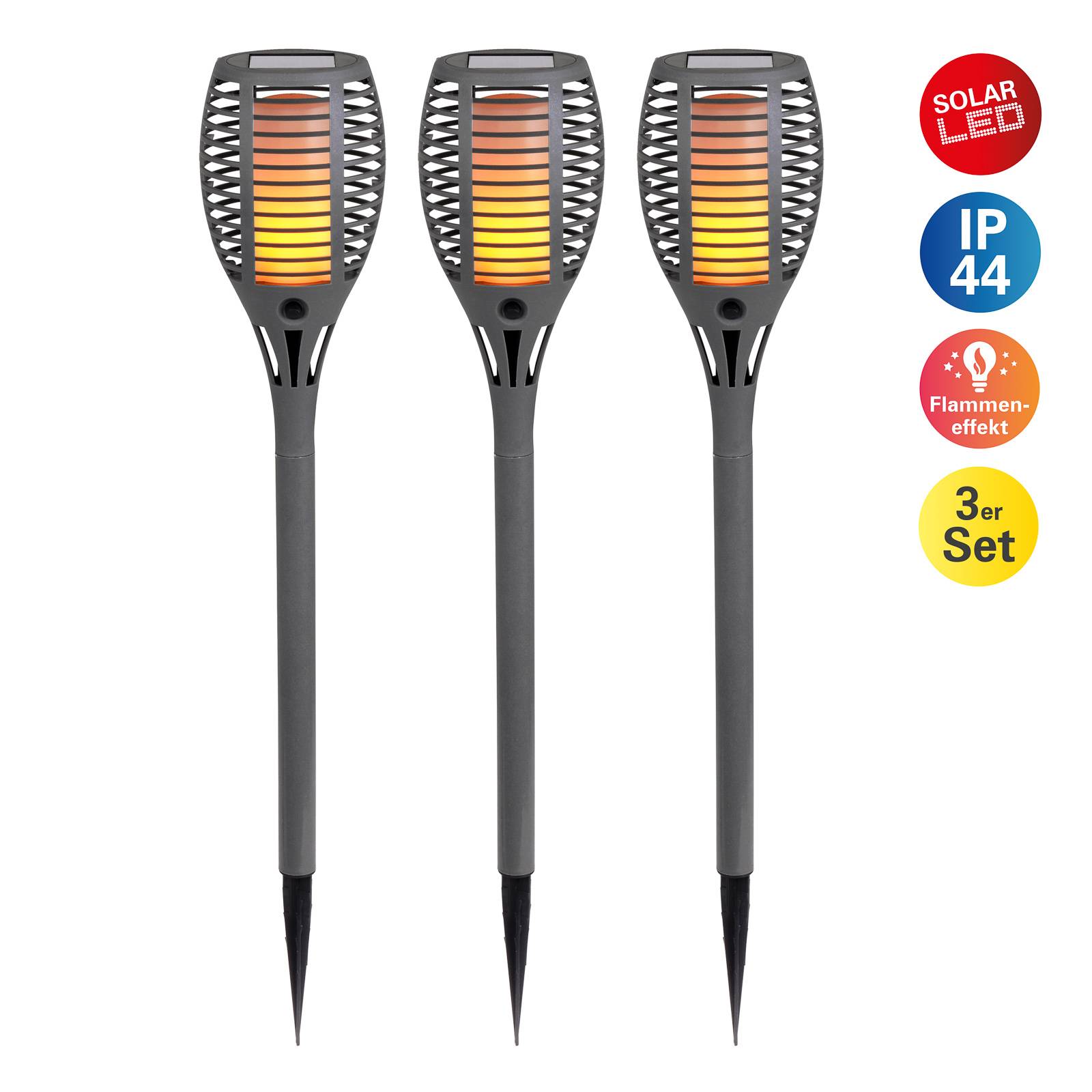 Aurinkokäyttöinen LED-lyhty 5261616, 3 kpl