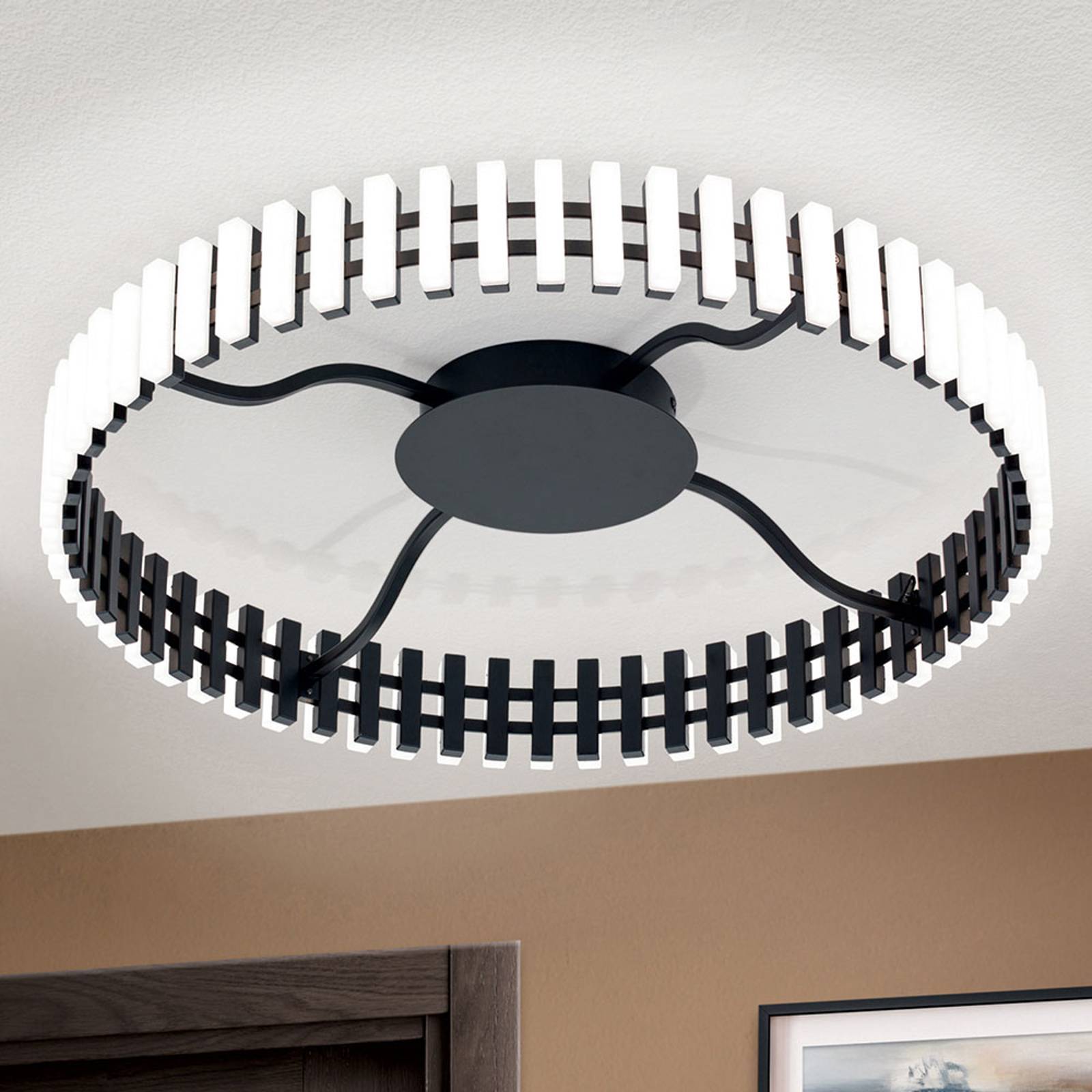 LED-kattovalaisin Mansion, mustavalkoinen Ø 63 cm