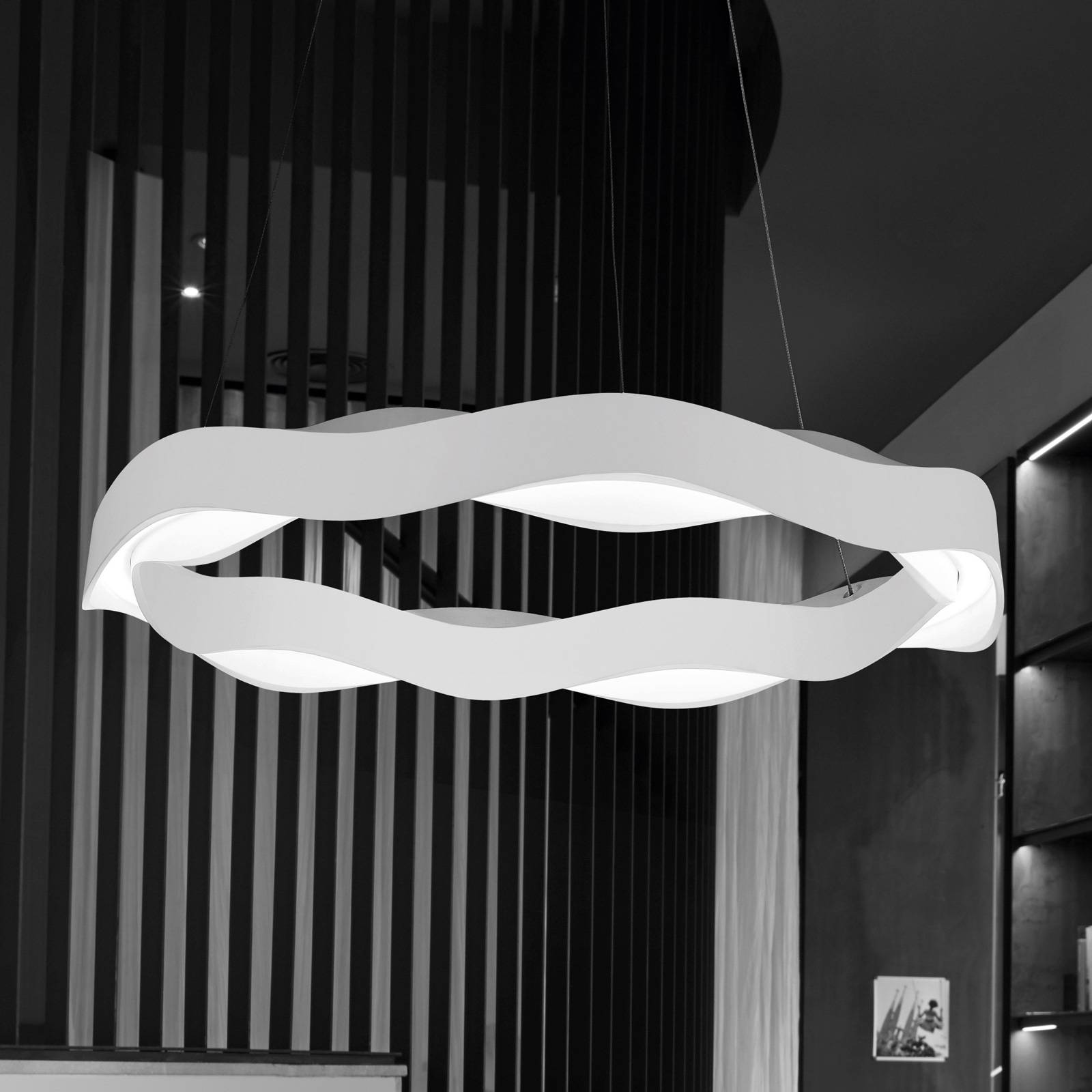 Grok Hello -LED-riippuvalaisin, Ø 63 cm, valkoinen