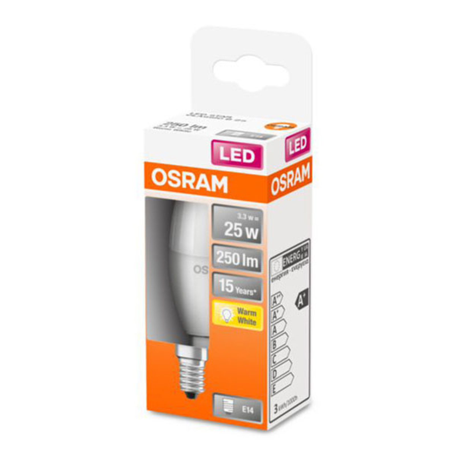 OSRAM Classic B -LED-lamppu E14 3,3W 2 700 K matta