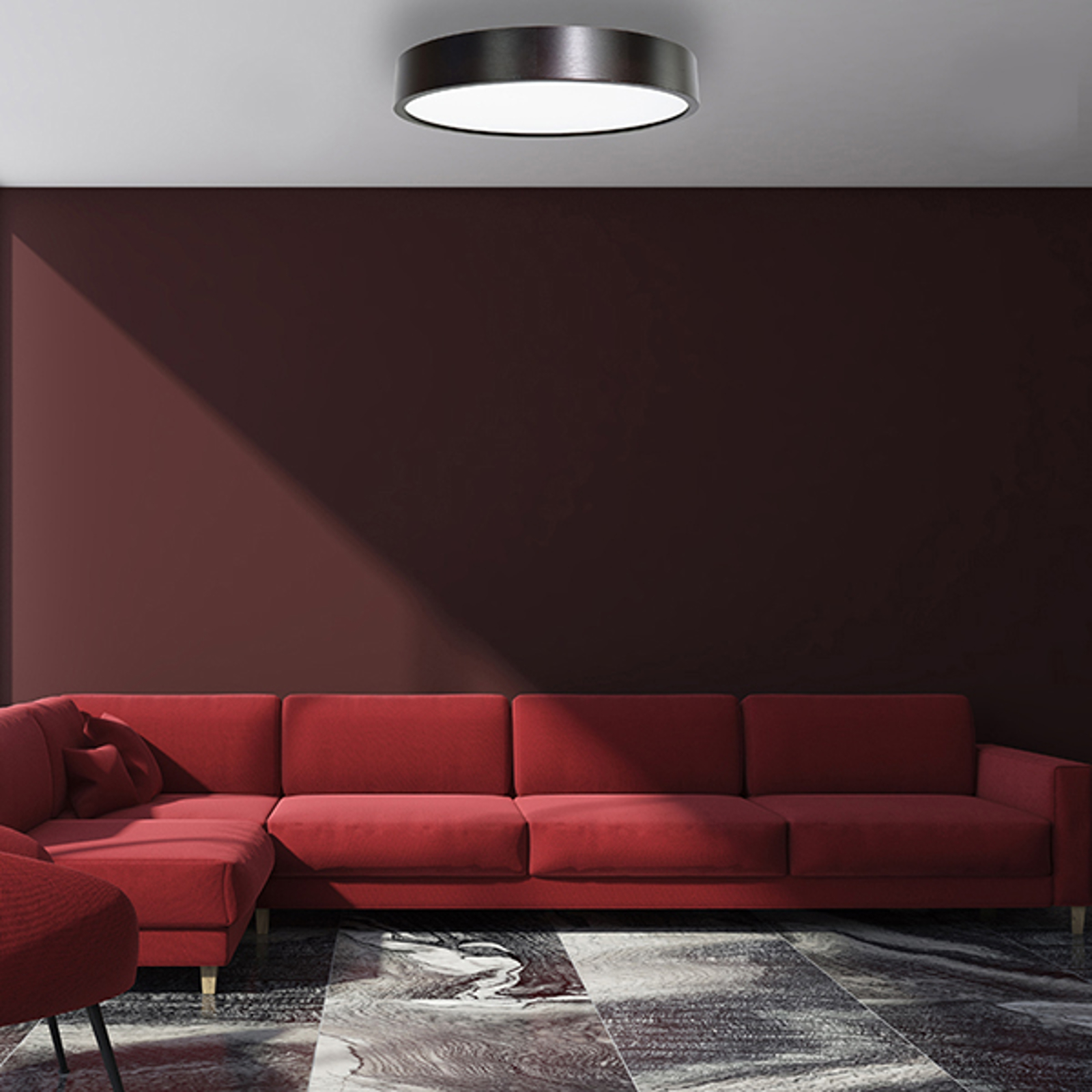 LED-kattovalaisin Cleo, Ø 48 cm, musta