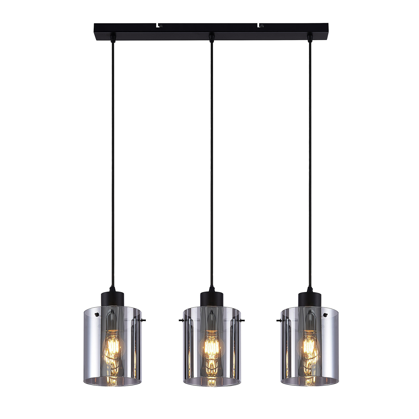 Lindby Kourtney -riippuvalo, lasivarjostin 3-lamp.