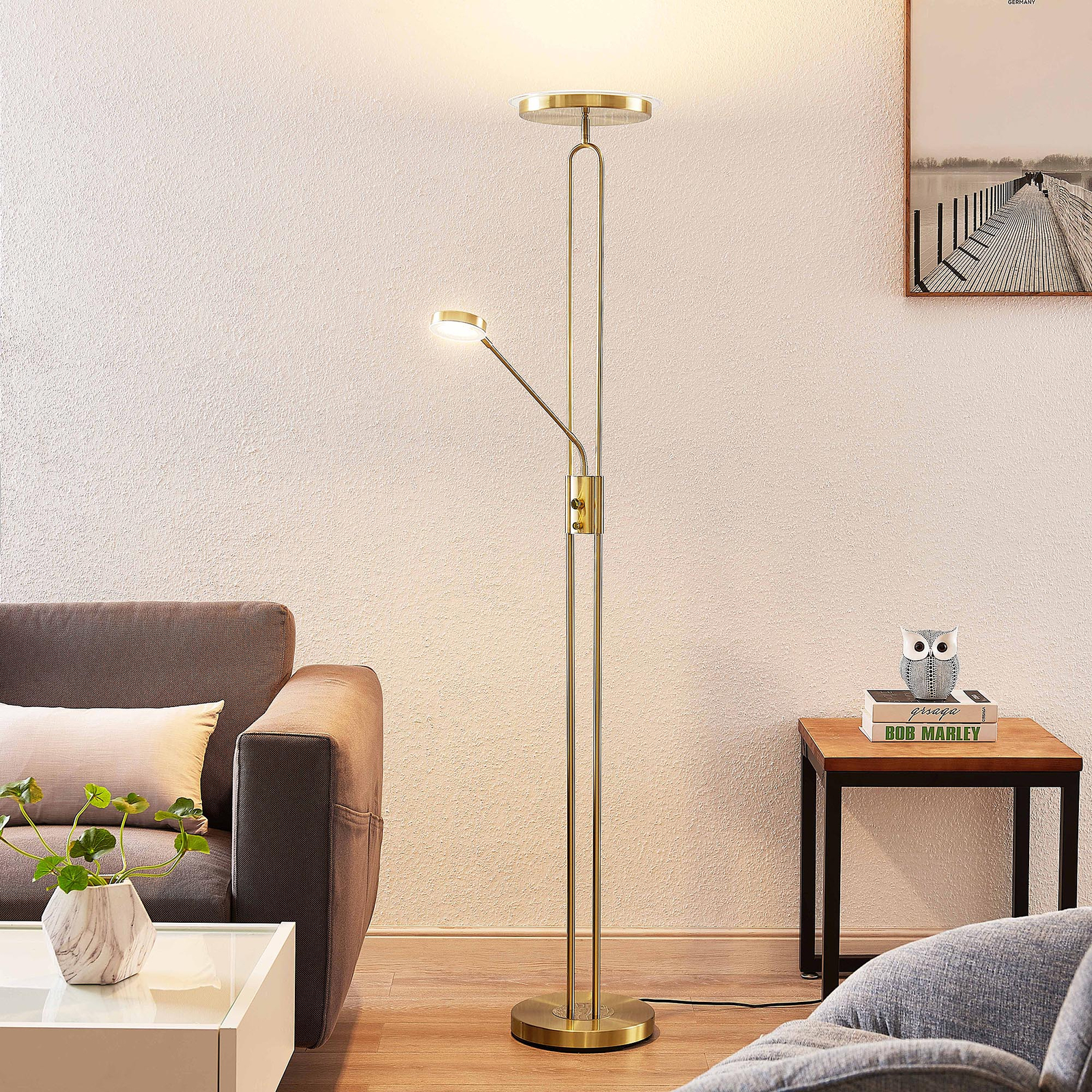 Lindby Twina -LED-lattiavalo, messinki
