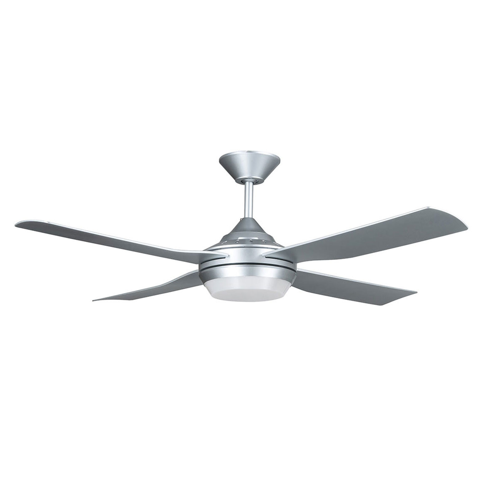 Kattotuuletin Moonah, LED-valaisin 132cm hopea