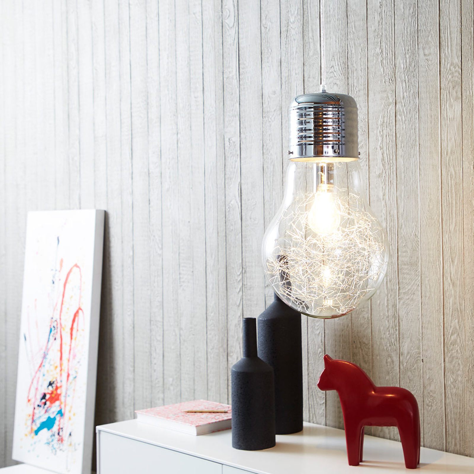 Kimalteleva lasiriippuvalaisin Bulb, kromi