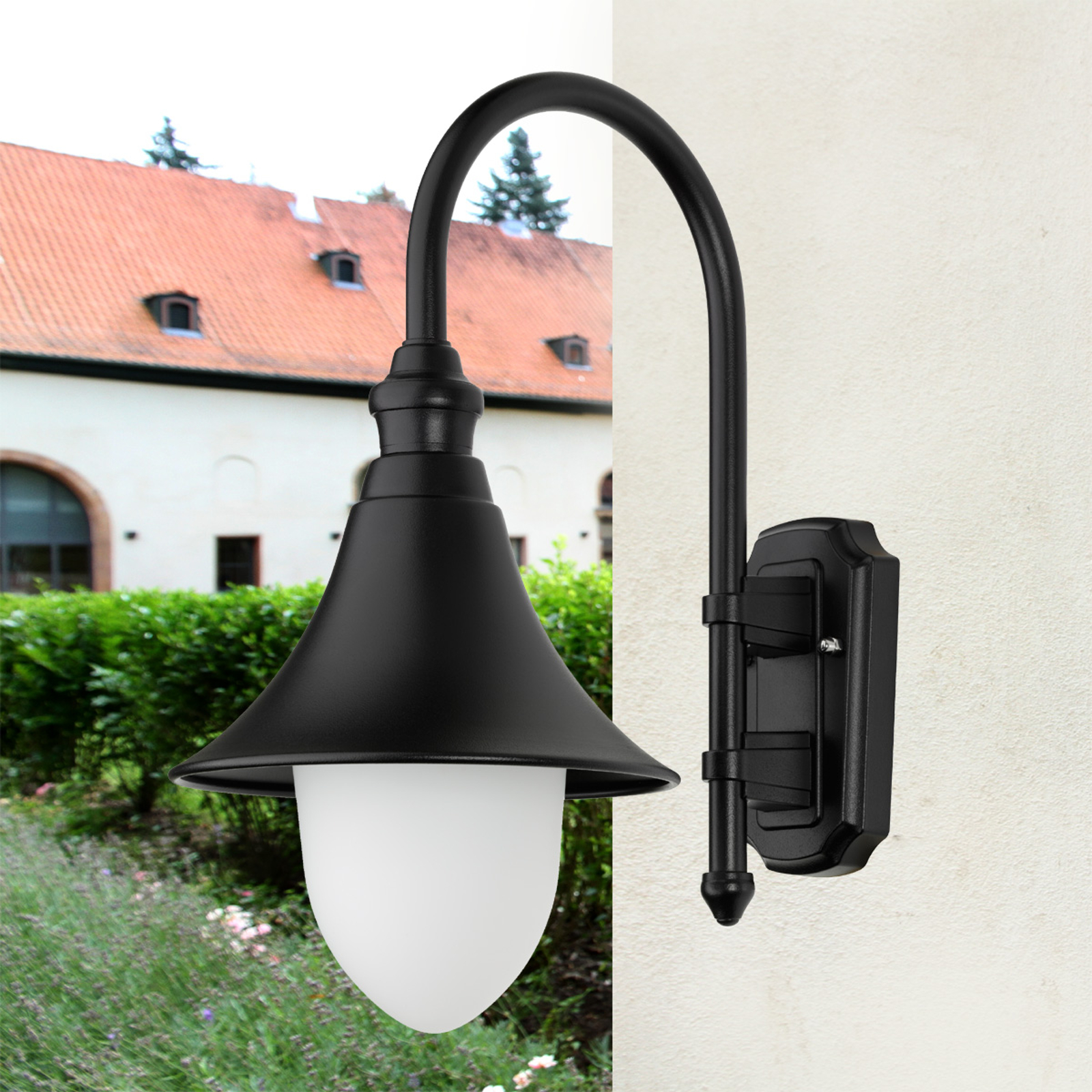 Tyylikäs ulkoseinävalaisin Miranda, musta