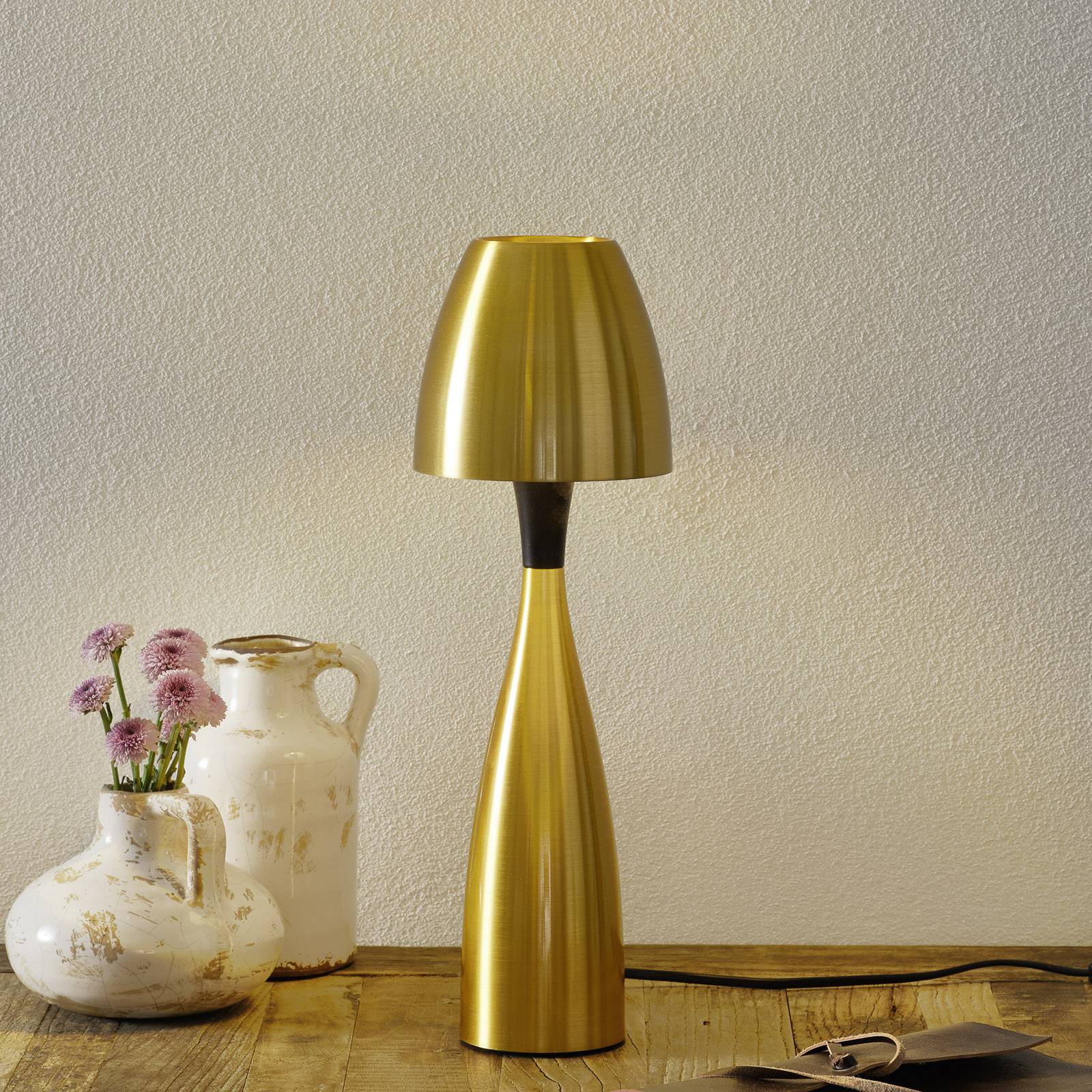 Messingin värinen Anemon LED-pöytävalaisin 38,9 cm