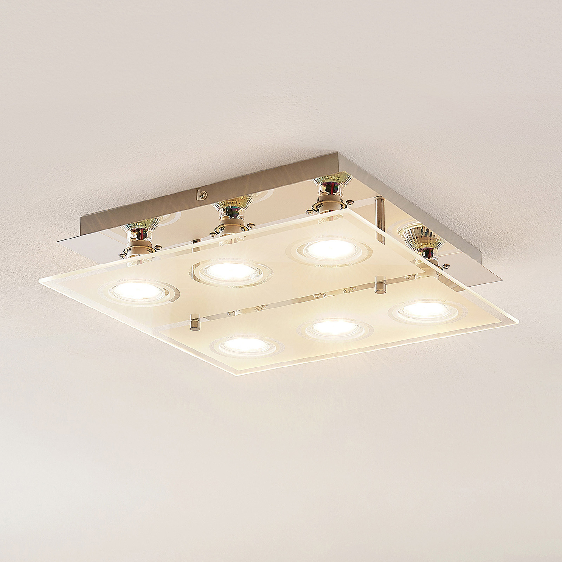 ELC Tahyla -LED-kattovalaisin, GU10, lasia, 32 cm