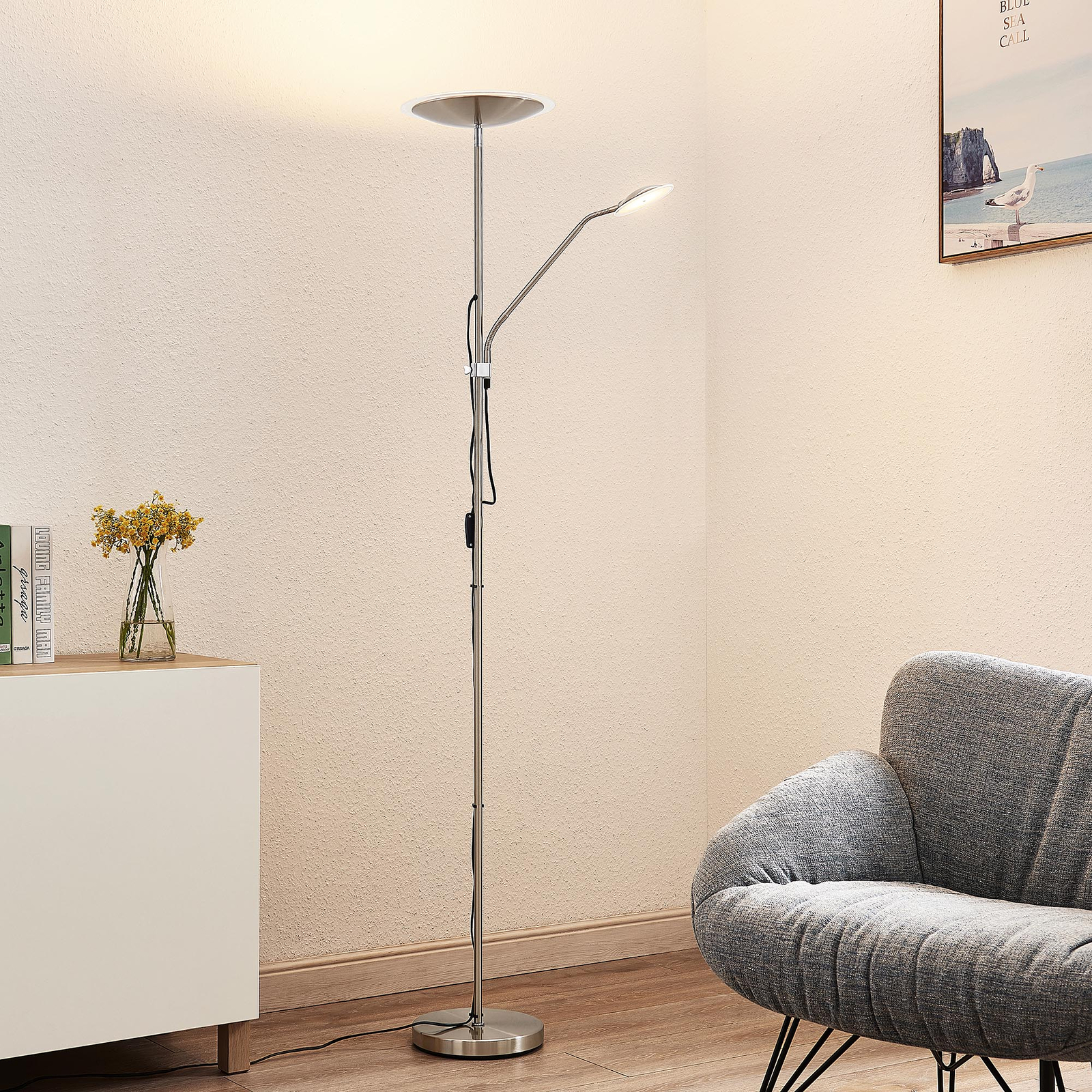 Lindby Heliani -LED-lattiavalo, 2-lamppuinen kromi