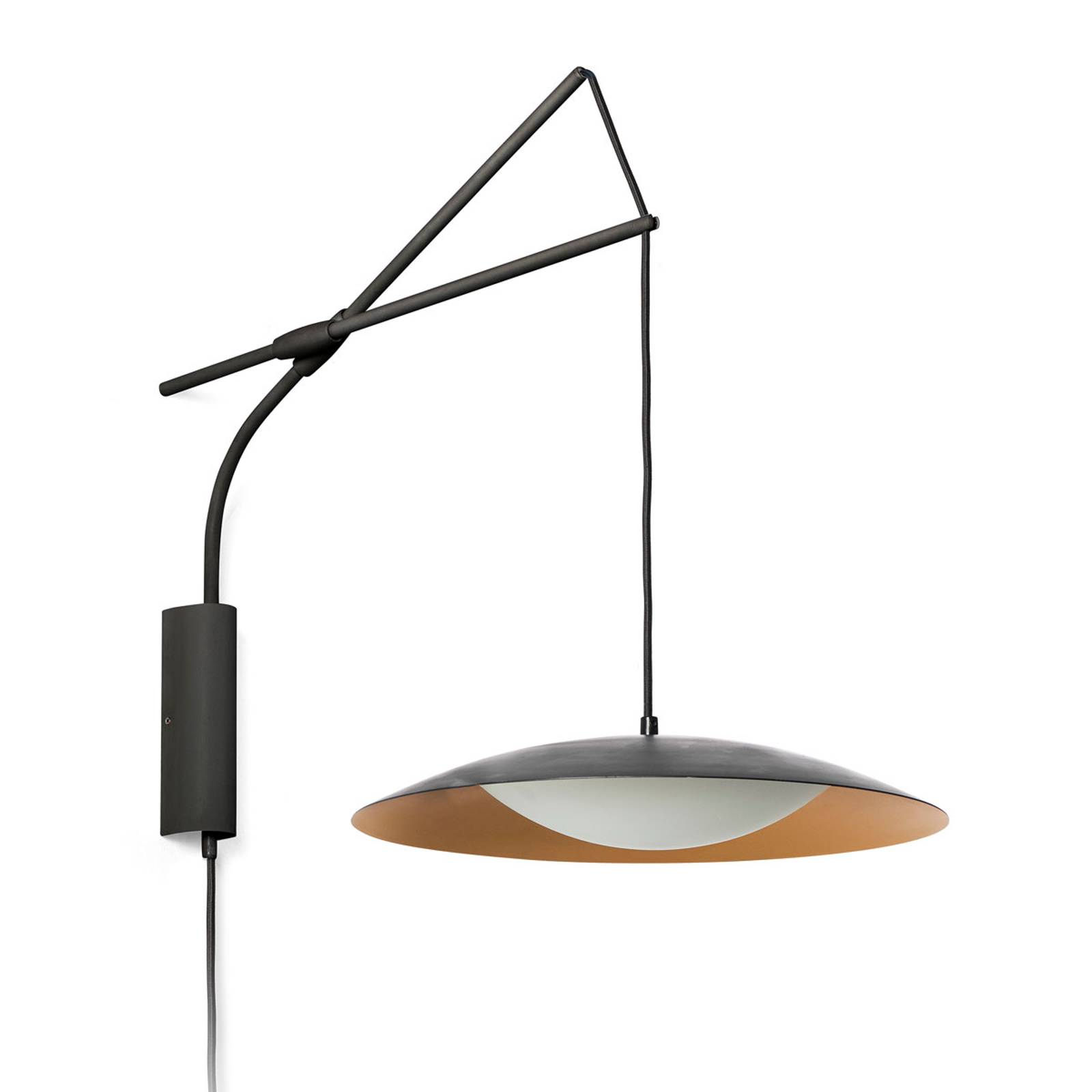 LED-seinävalaisin Slim pistokkeella, musta-kulta