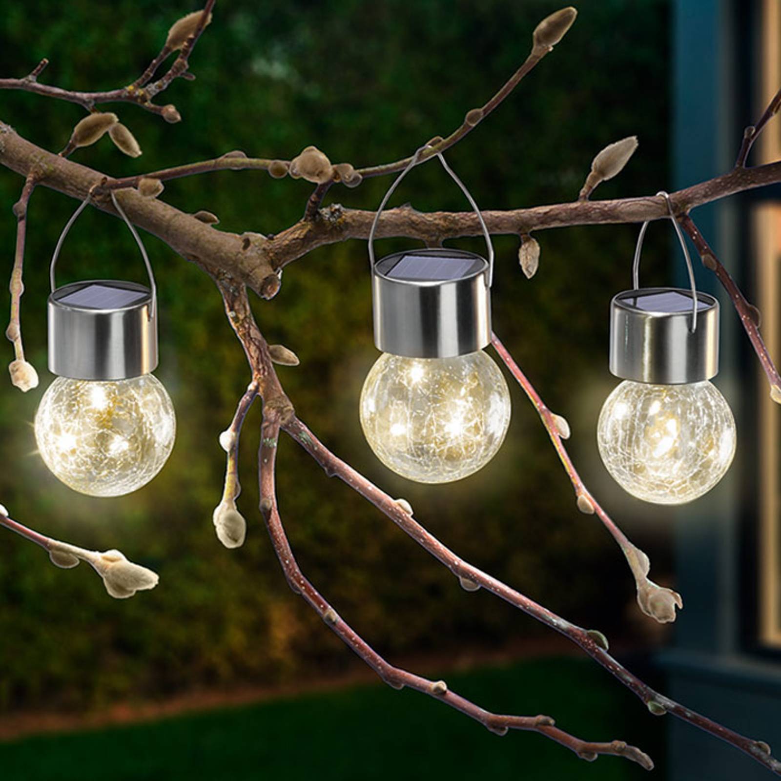 Aurinkokäytt. LED-lamppu Crackle Ball 3 kpl 3 000K
