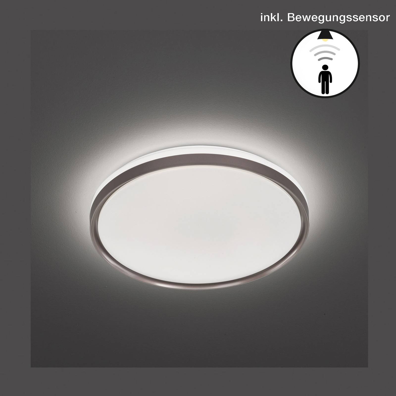 LED-kattovalaisin Jaso BS, Ø 39 cm, ruskea