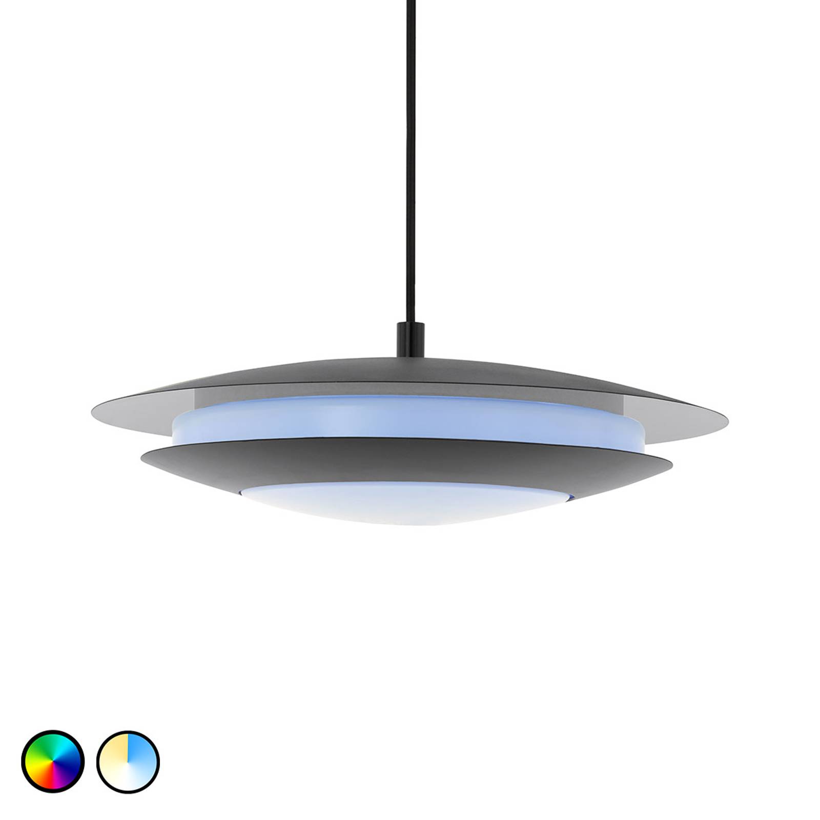 EGLO connect Moneva-C -LED-riippuvalo musta Ø 40,5