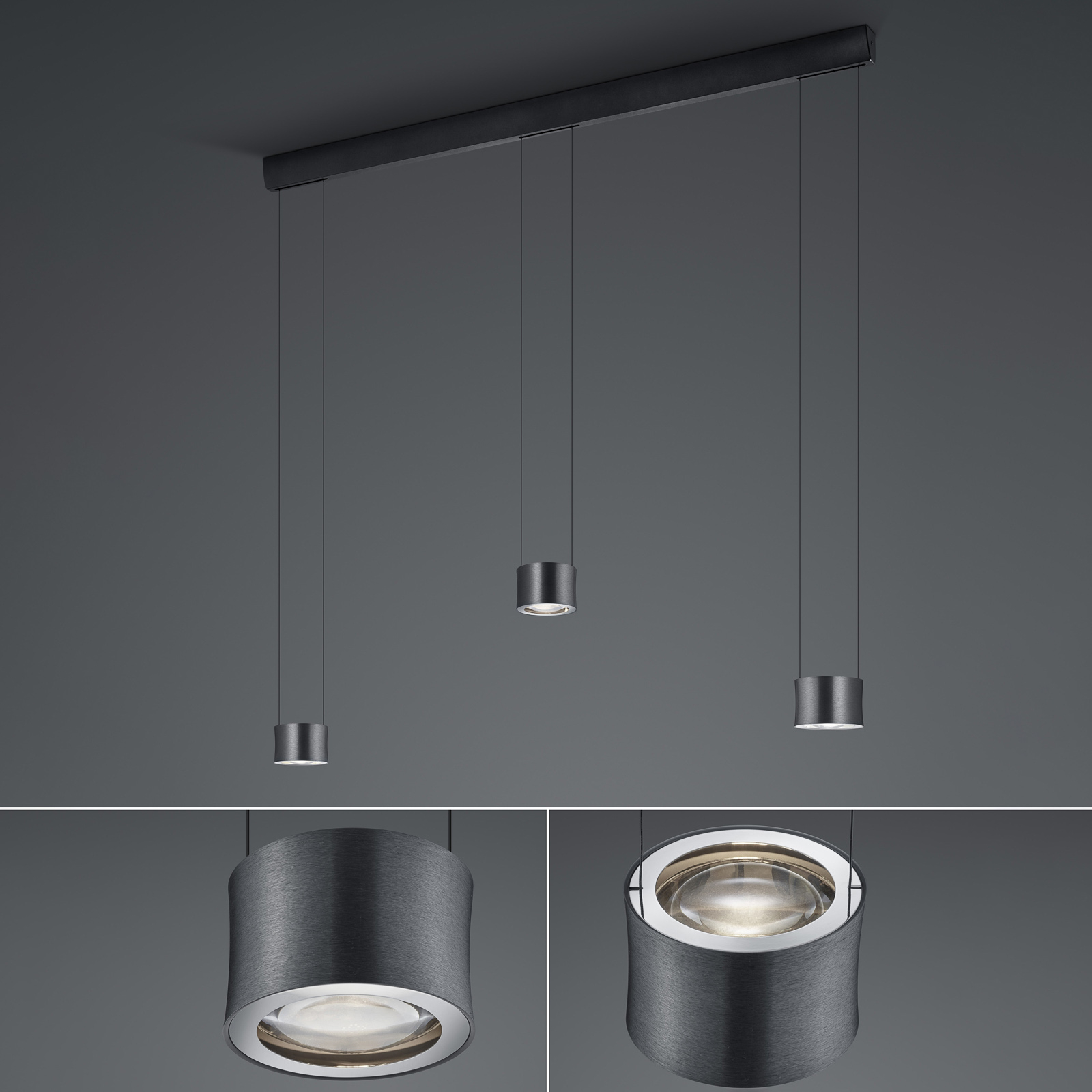 BANKAMP Impulse LED-riippuvalo 3-lamp. antrasiitti
