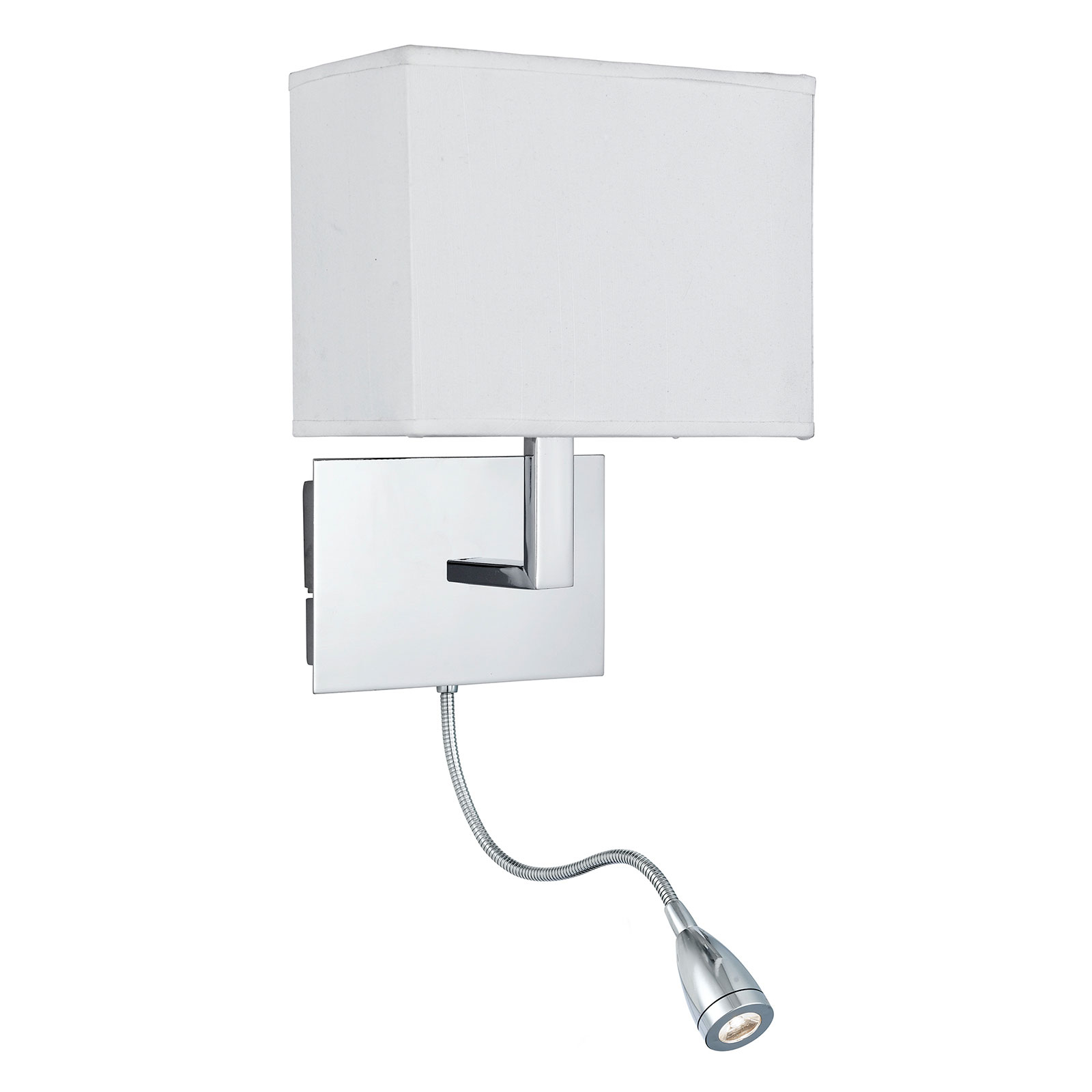 Seinävalaisin 6519, jossa on LED-lukuvalo, kromi