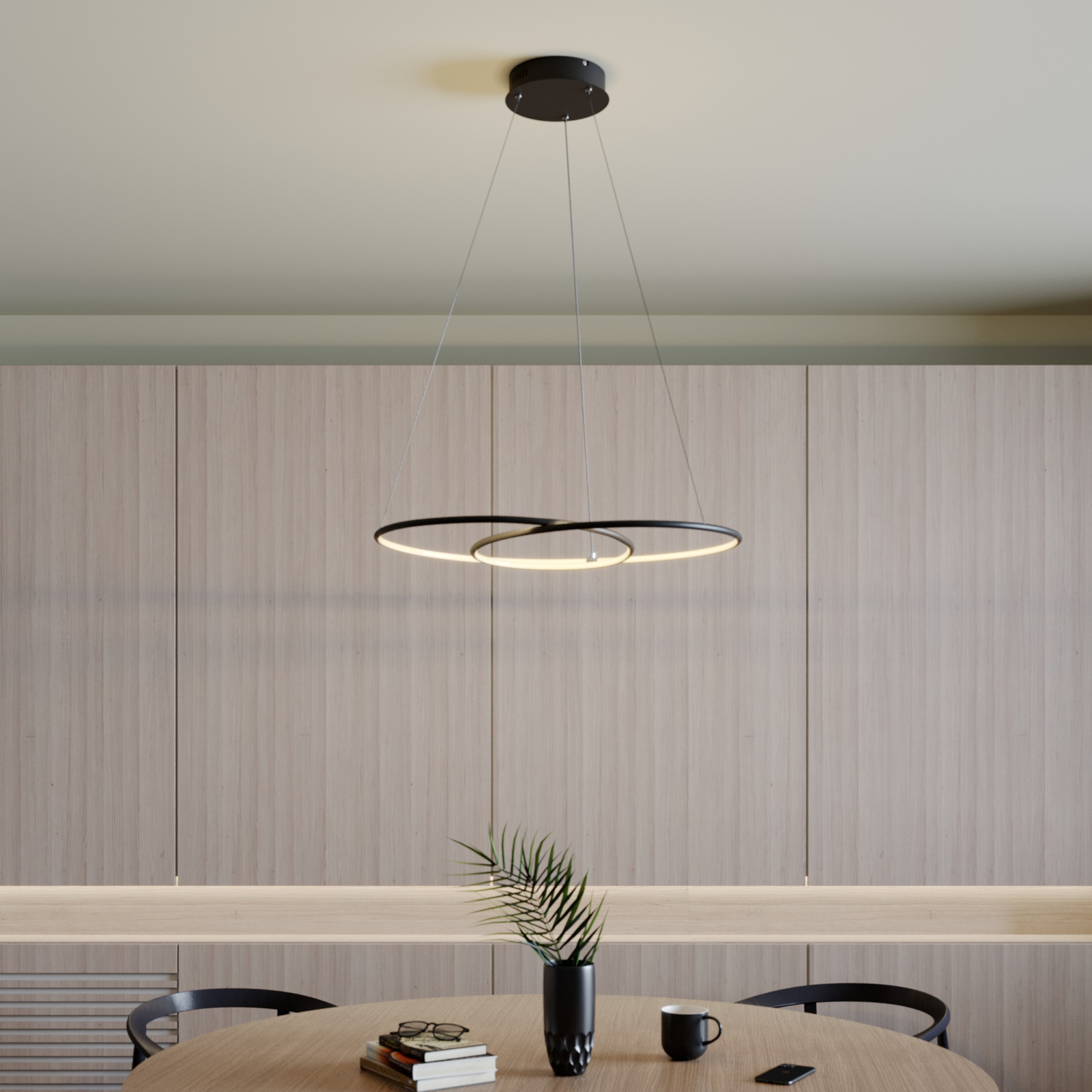 Lindby Lucy LED-riippuvalaisin, 70 cm, matta musta