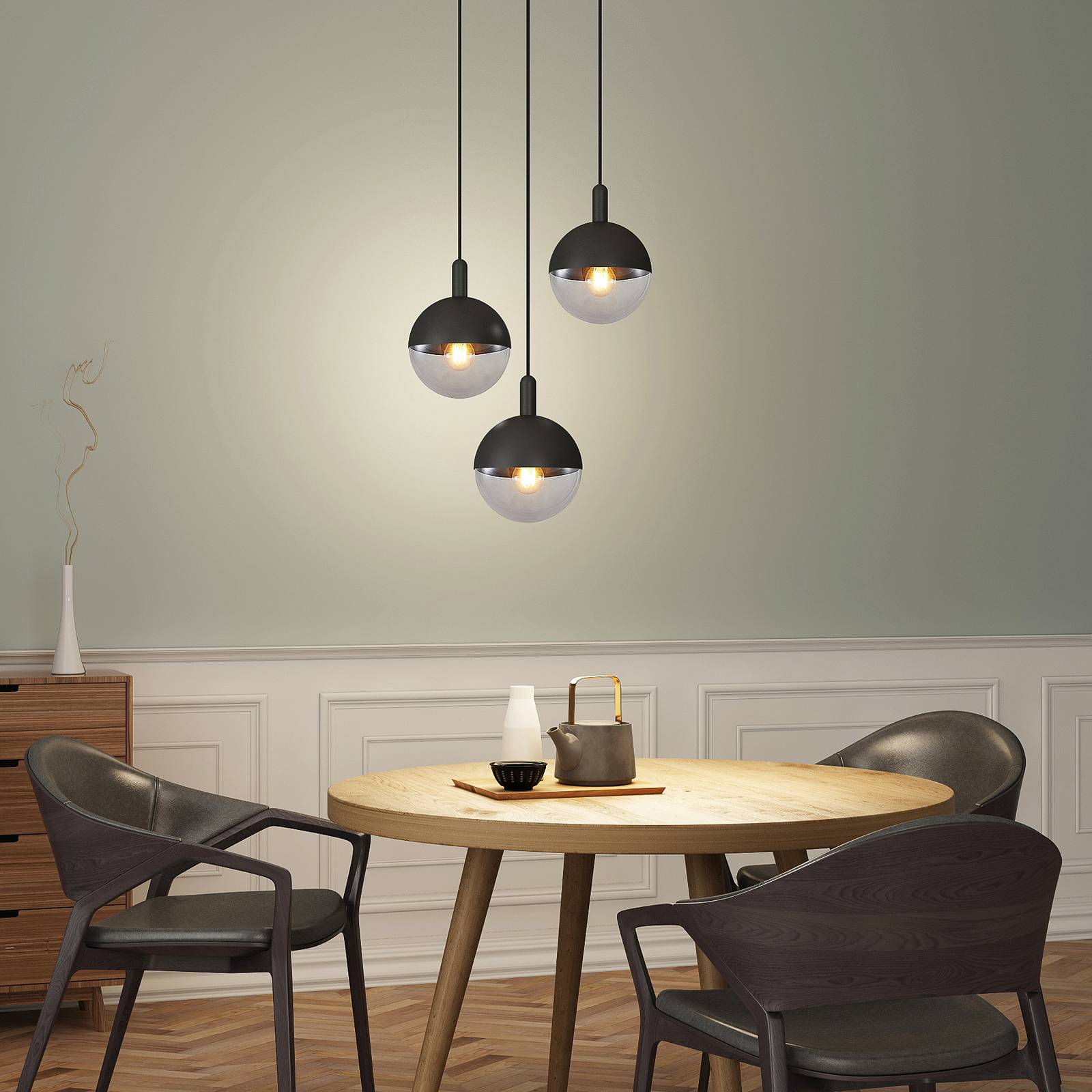 Lucande Dustian -riippuvalo, 3-lamp., 51 cm