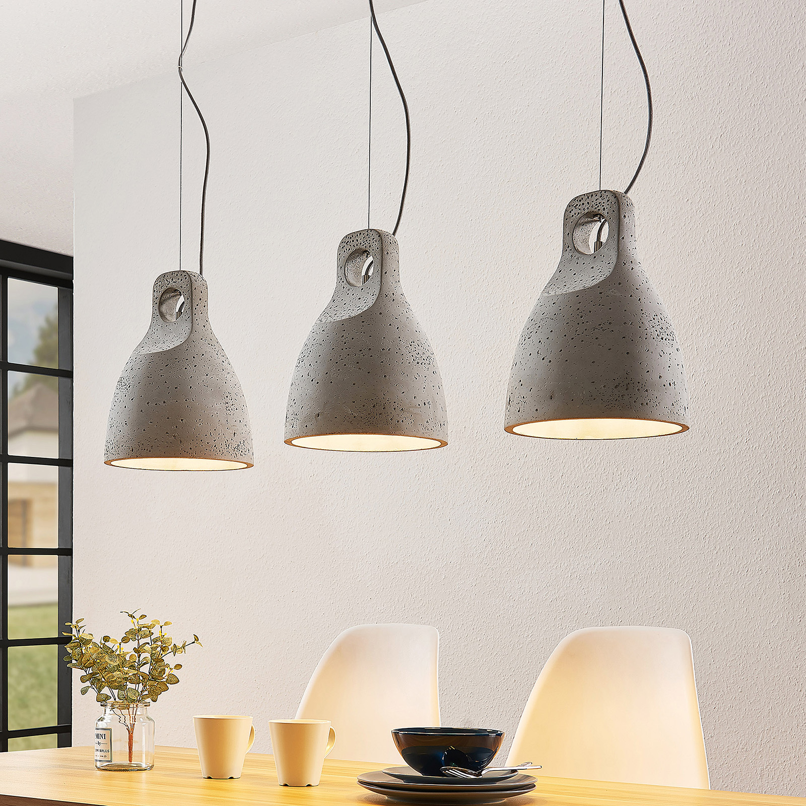 Lindby Ibu -riippuvalo, betonia, 3-lamp.