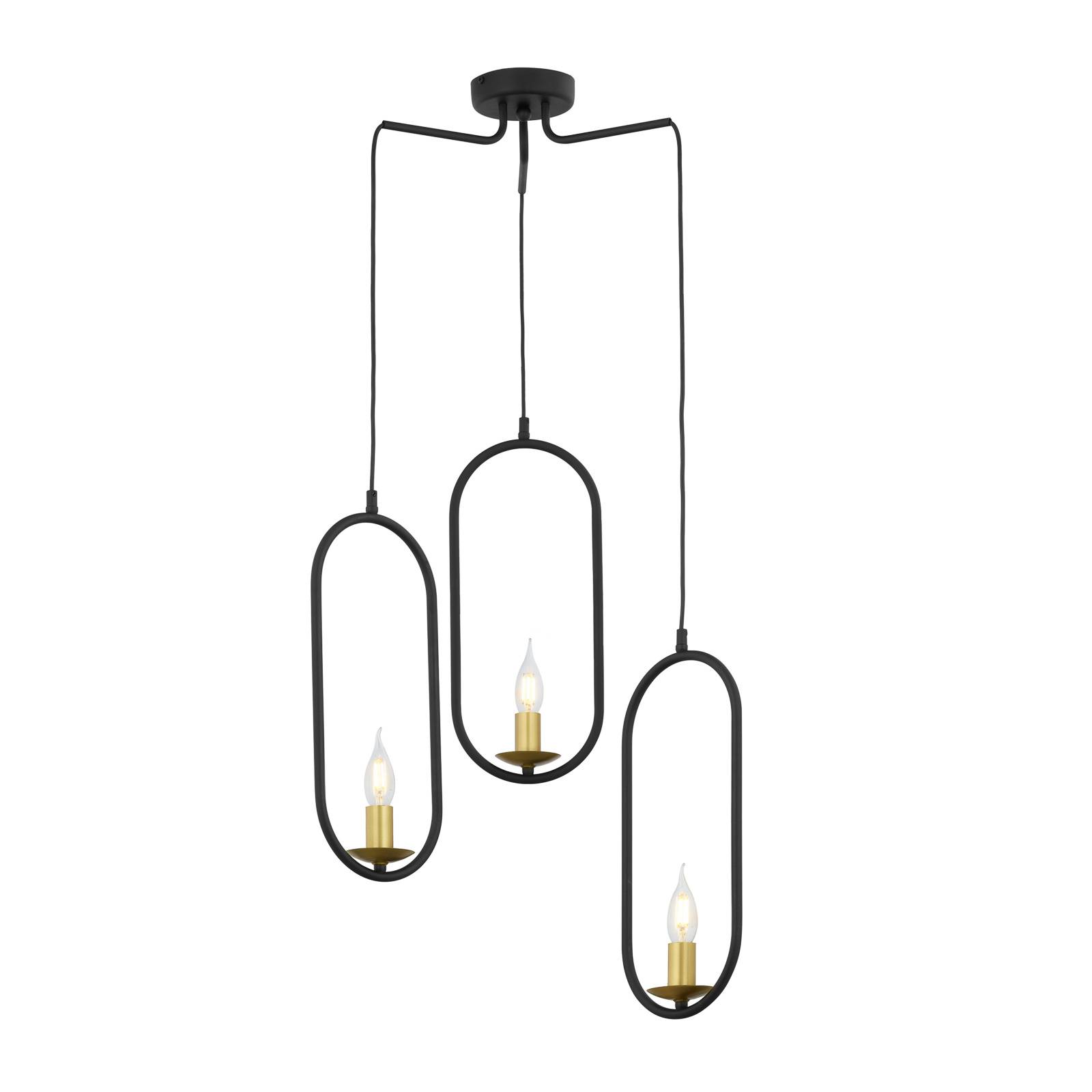 Riippuvalo Candle, 3-lamppuinen, musta