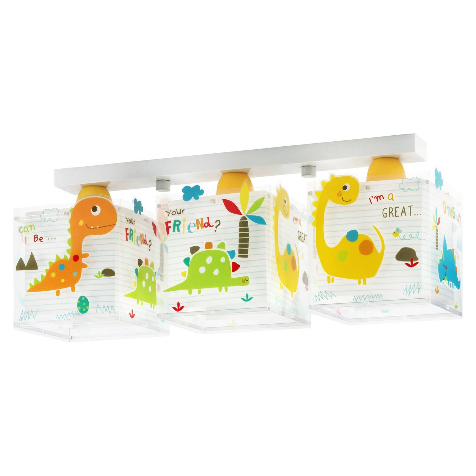 Lastenhuoneen kattovalaisin Dinos, 3-lamppuinen