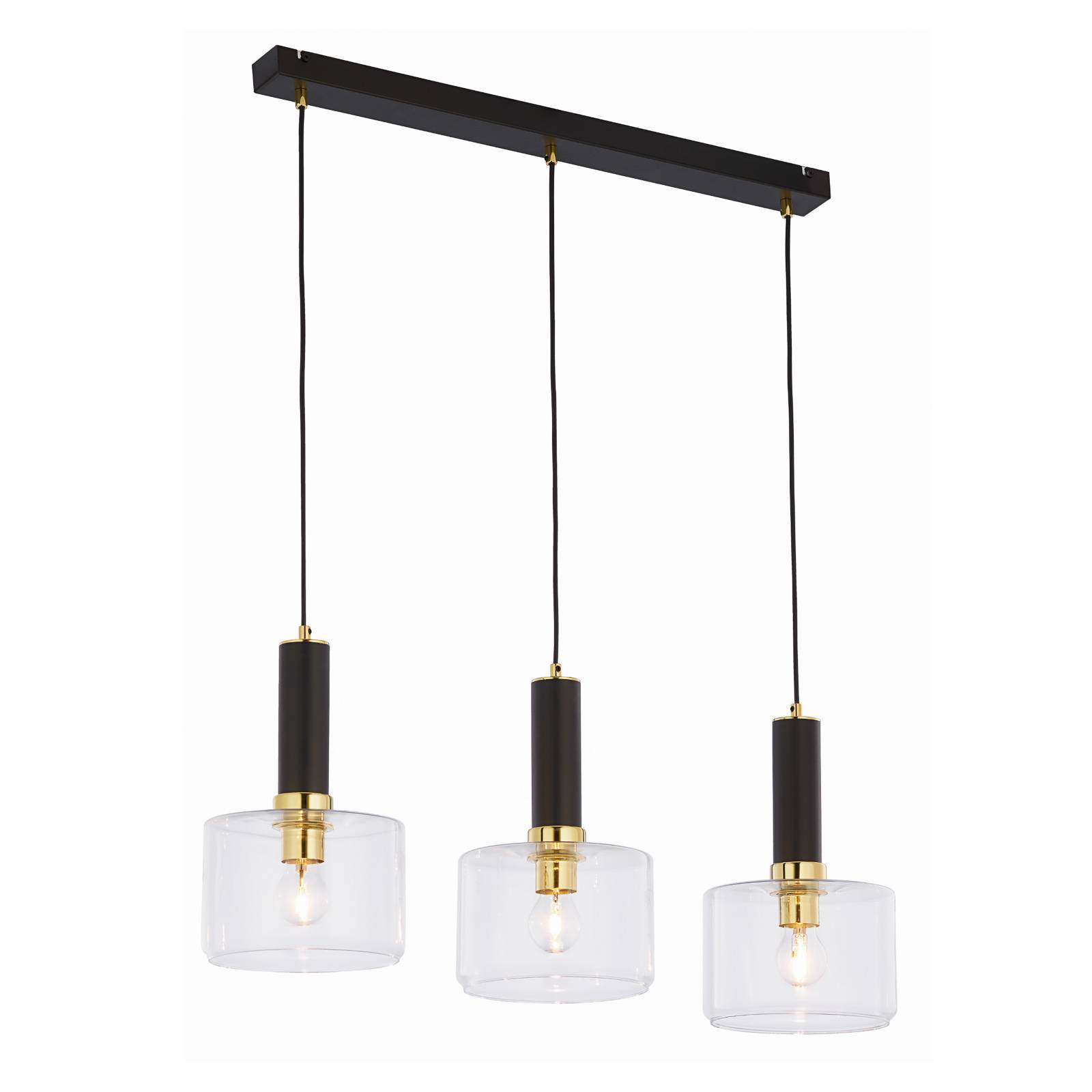 Riippuvalo Viva, kirkas/musta/messkinki, 3 lamp.