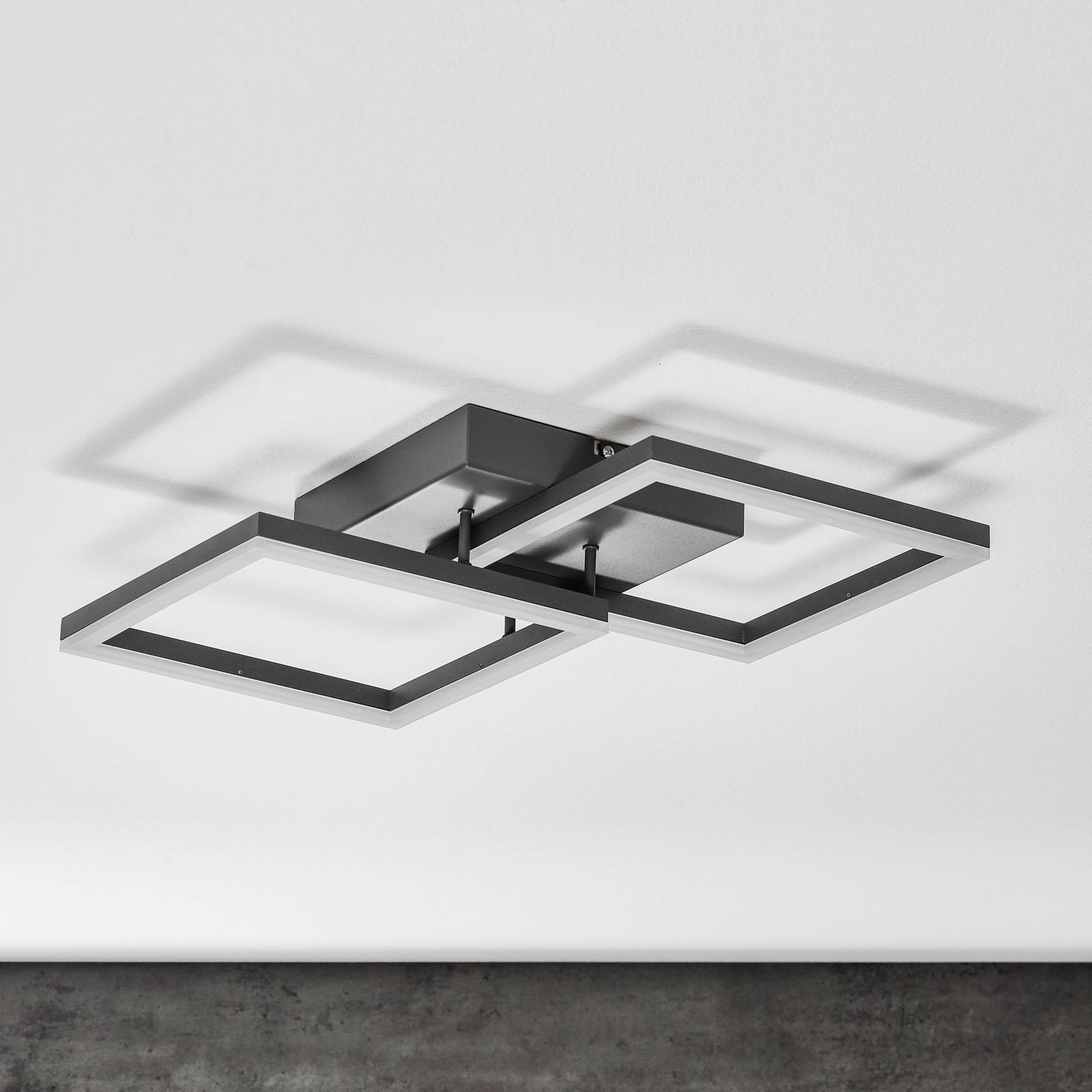 Bard-LED-kattovalo, 45x45 cm 2-lamp., antrasiitti