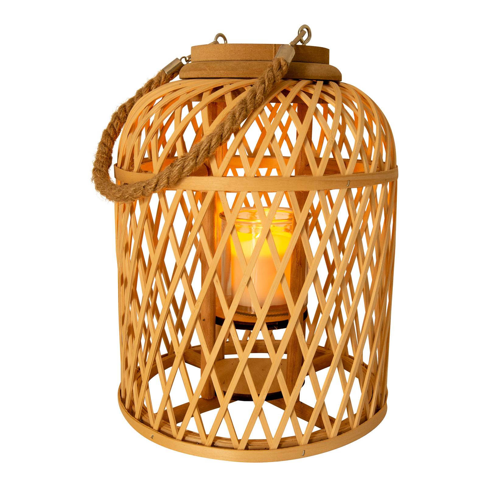 Aurinkokäyttöinen LED-lyhty Korb, 29 cm, natur