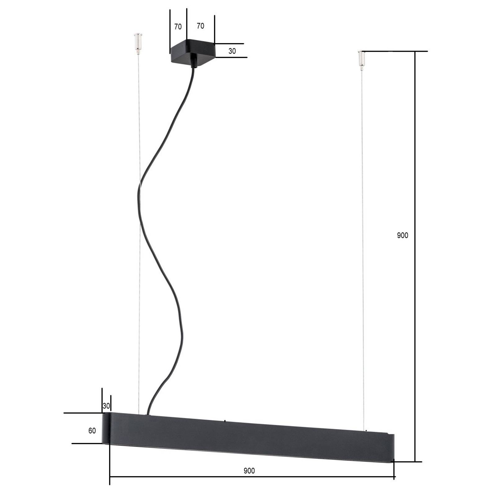 LED-riippuvalo Abbon, puinen varjostin, musta 90cm