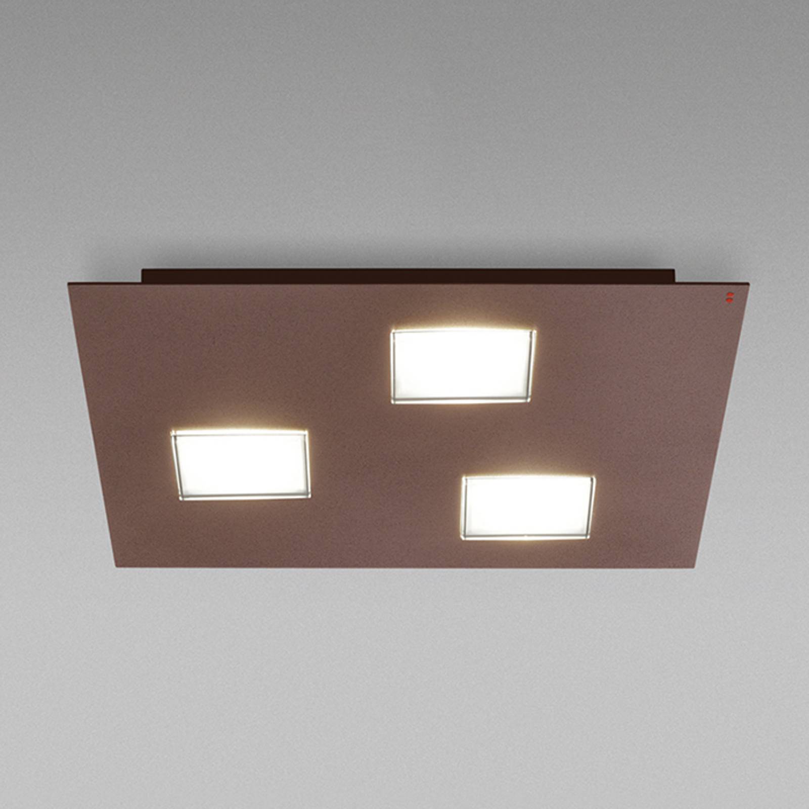 Fabbian Quarter -LED-kattovalaisin 3-lamp. ruskea