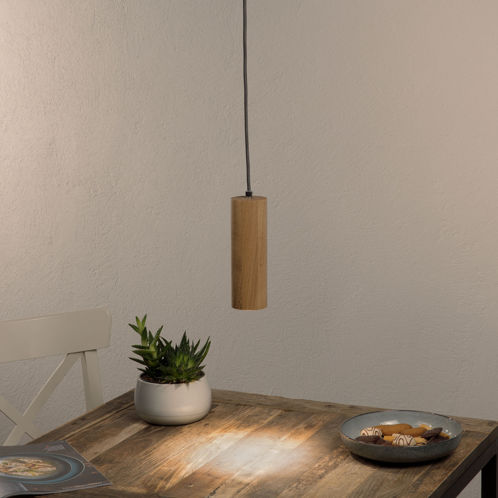 Yksilamppuinen LED-riippuvalaisin Pipe tammea