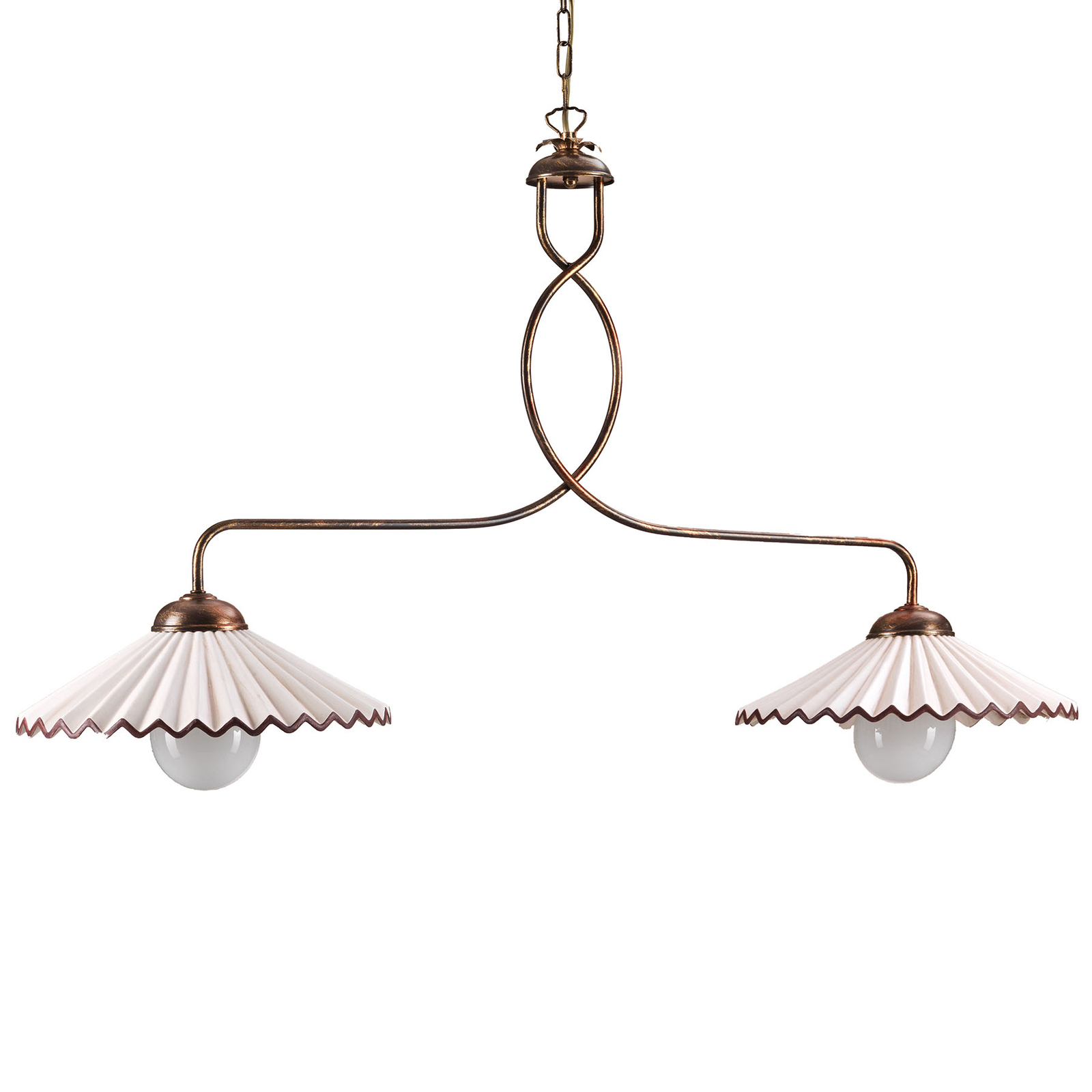 Riippuvalo Rosina, 2-lamp. vaaleanpunainen/pronssi