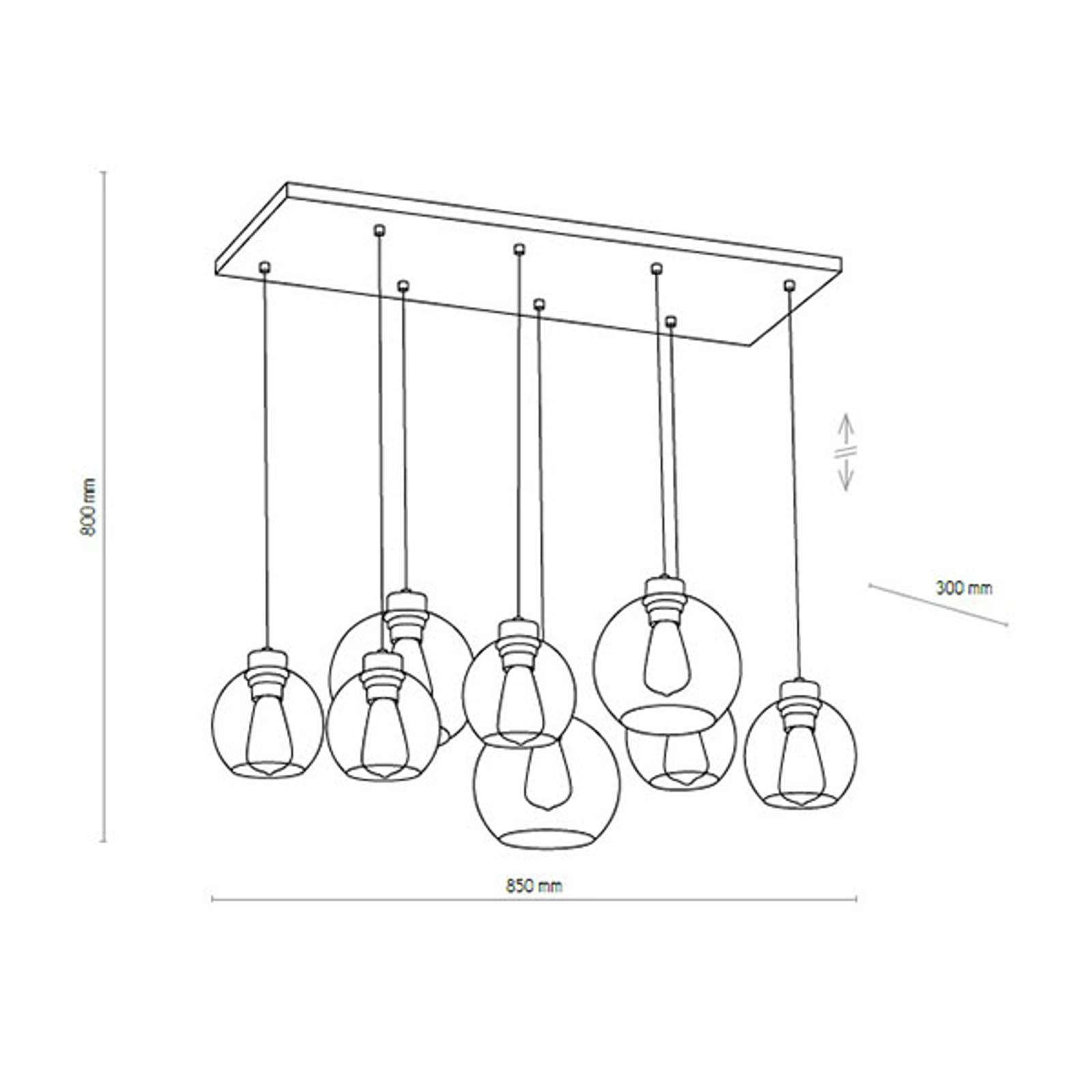 Riippuvalaisin Cubus, 8-lamp. kirkas/hunaja/ruskea