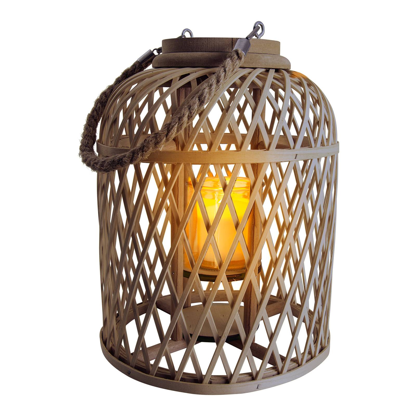 Aurinkokäyttöinen LED-lyhty Korb, 29 cm, ruskea