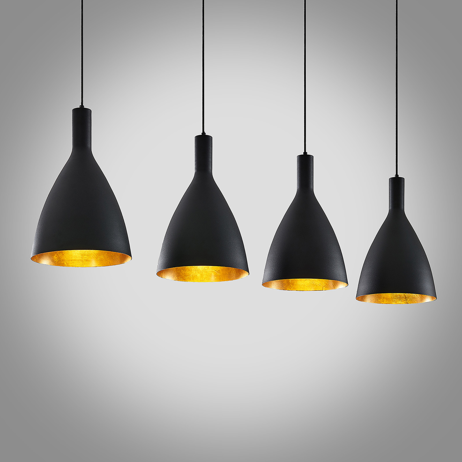 Arcchio Arthuria -riippuvalo, 4-lamp., musta
