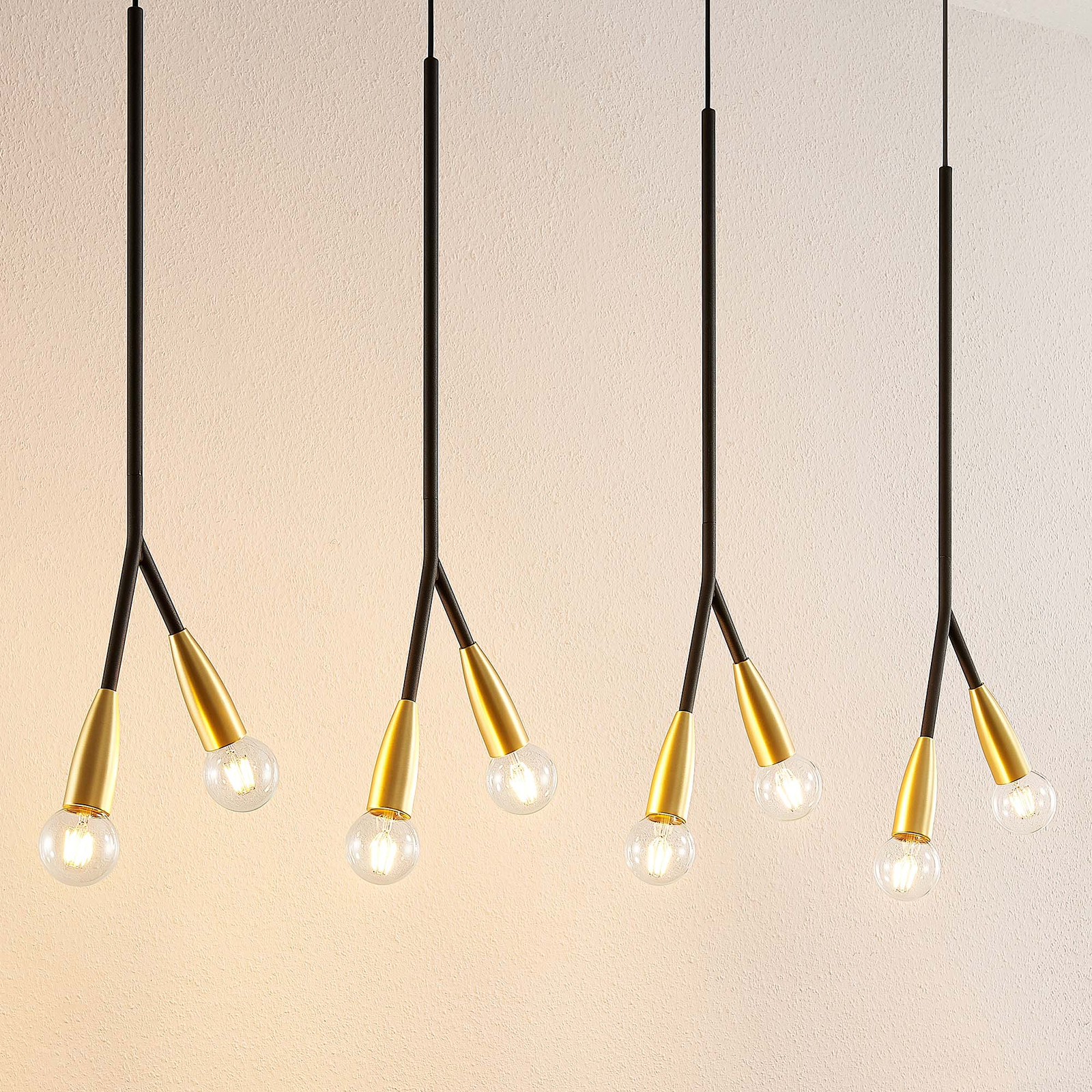 Lucande Carlea -riippuvalo, 8-lamp. musta-messinki