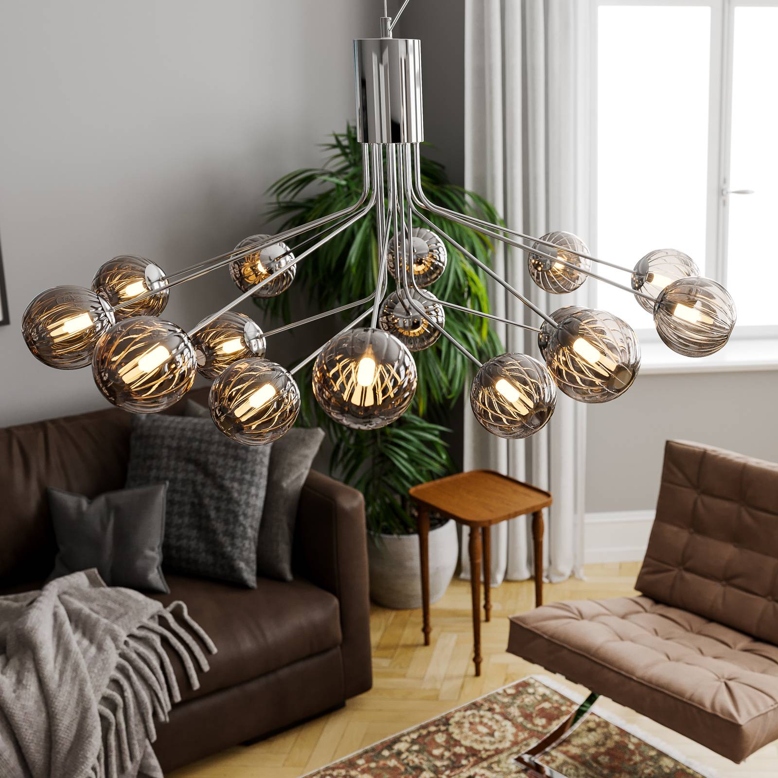 By Rydéns Galax riippuvalo kromi/harmaa 15-lamp