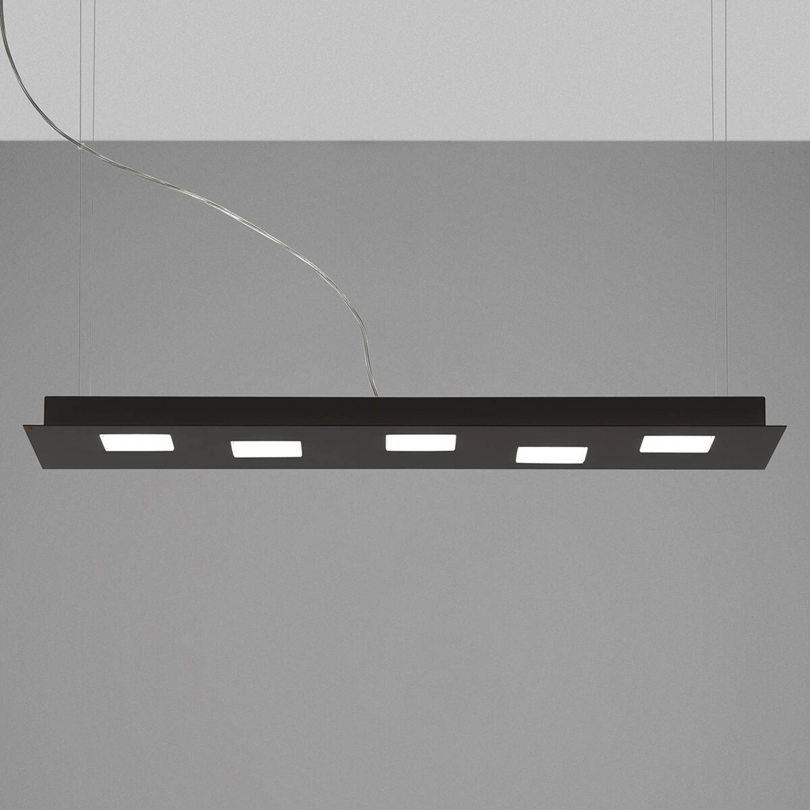 Fabbian Quarter -LED-riippuvalaisin 5-lamp. musta