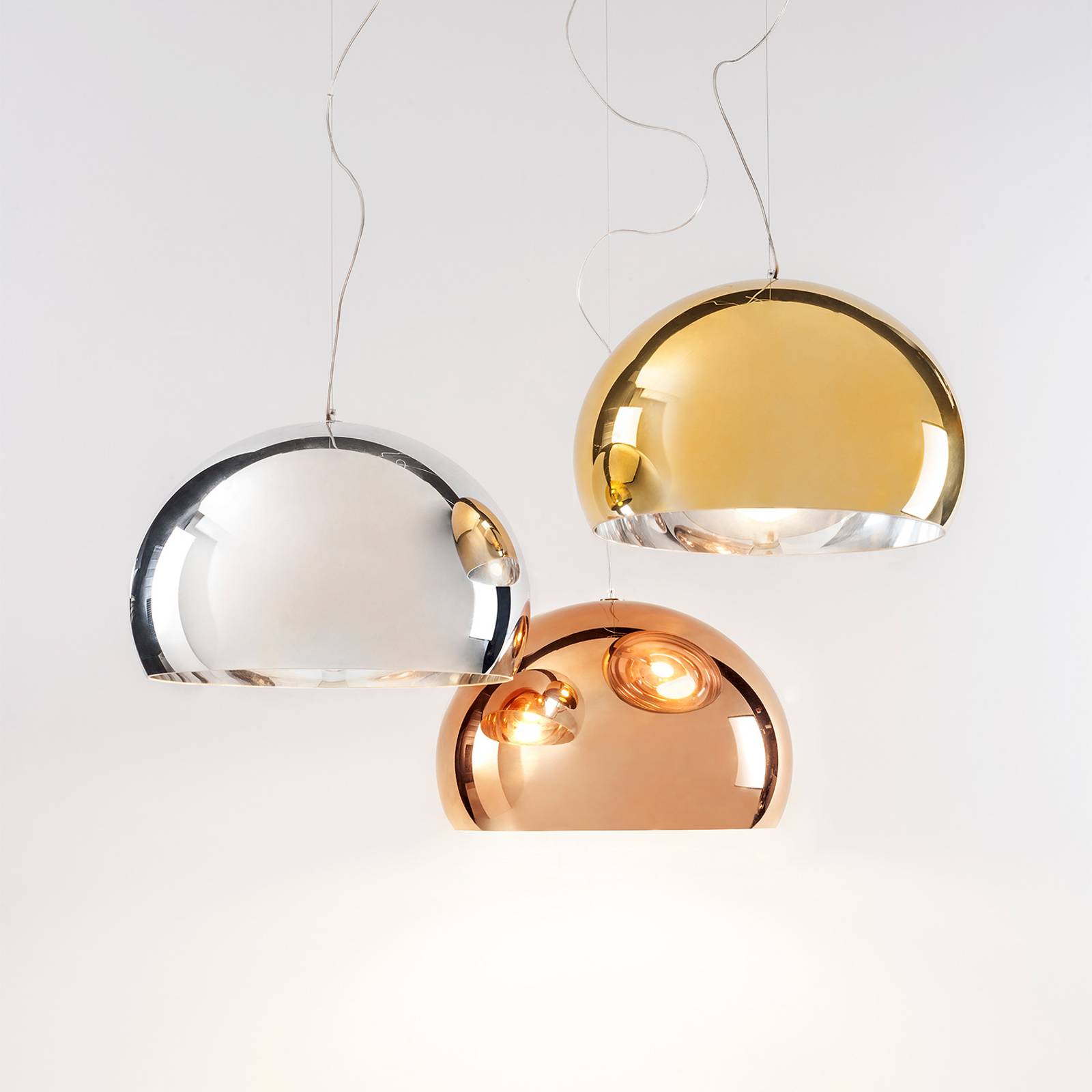 Kartell FL/Y -LED-riippuvalaisin, kiiltävä kupari