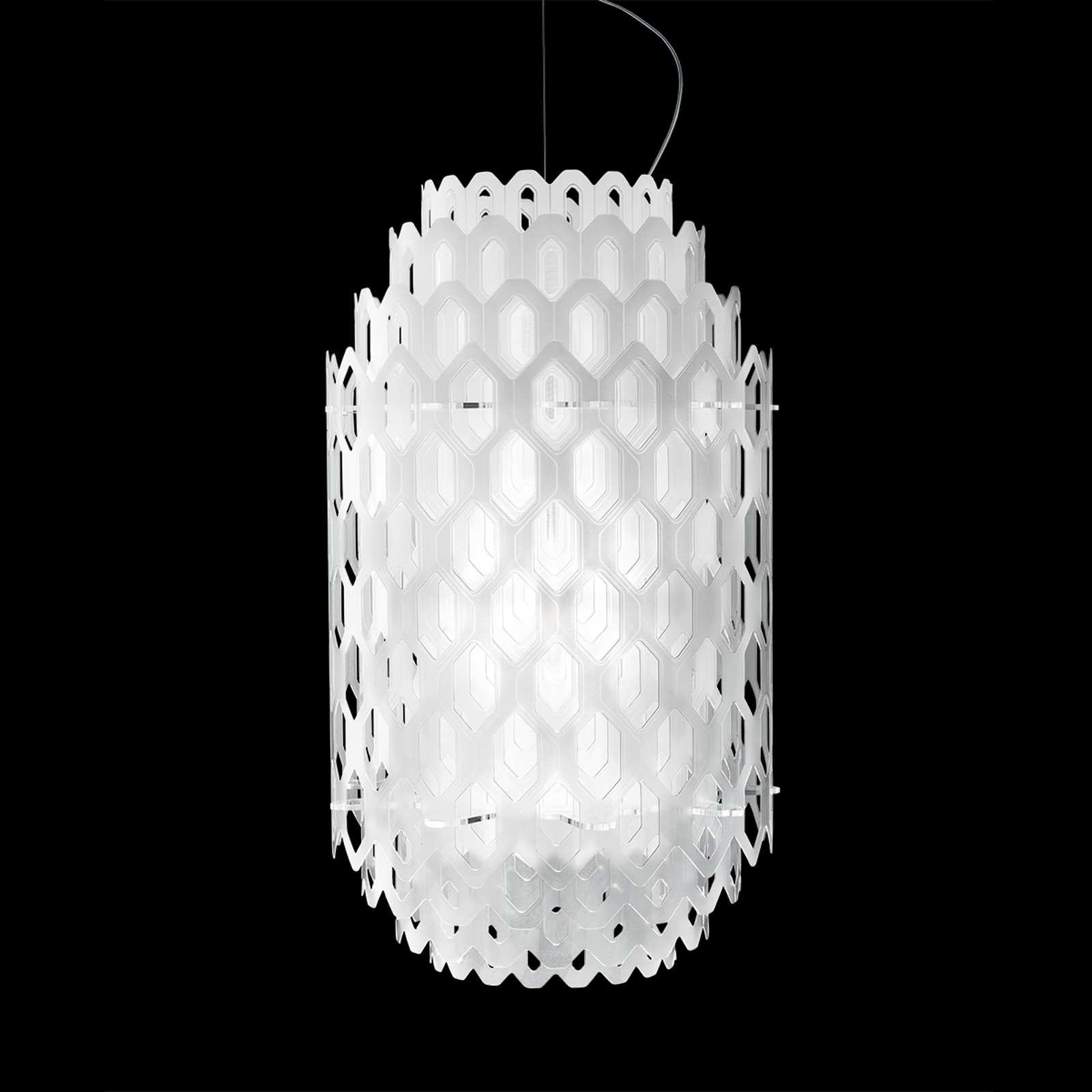 Valkoinen design-LED-riippuvalaisin Chantal
