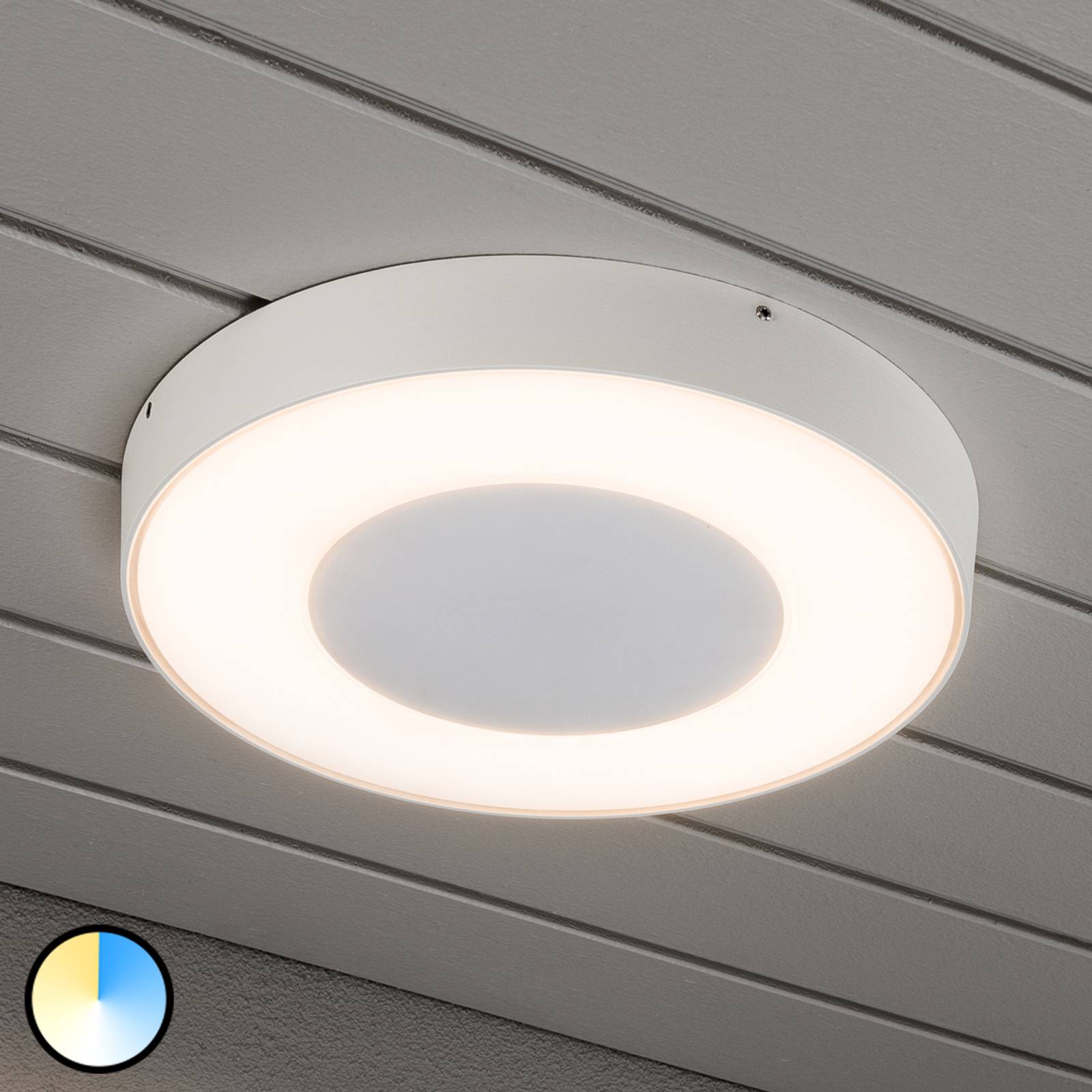 Pyöreä LED-ulkokattovalaisin Carrara valkoisena