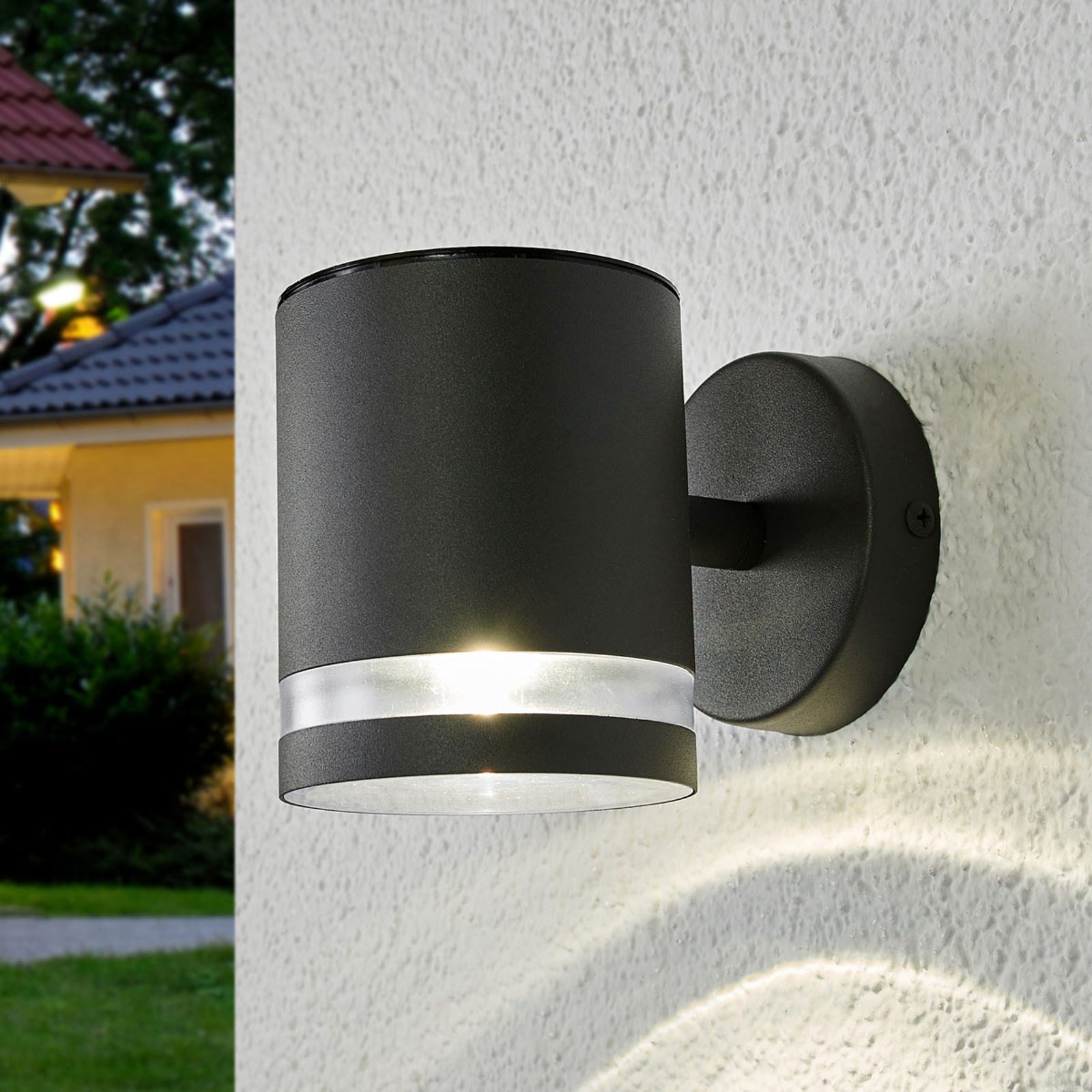 Harmaa aurinkokäyttöinen LED-ulkoseinävalo Melinda