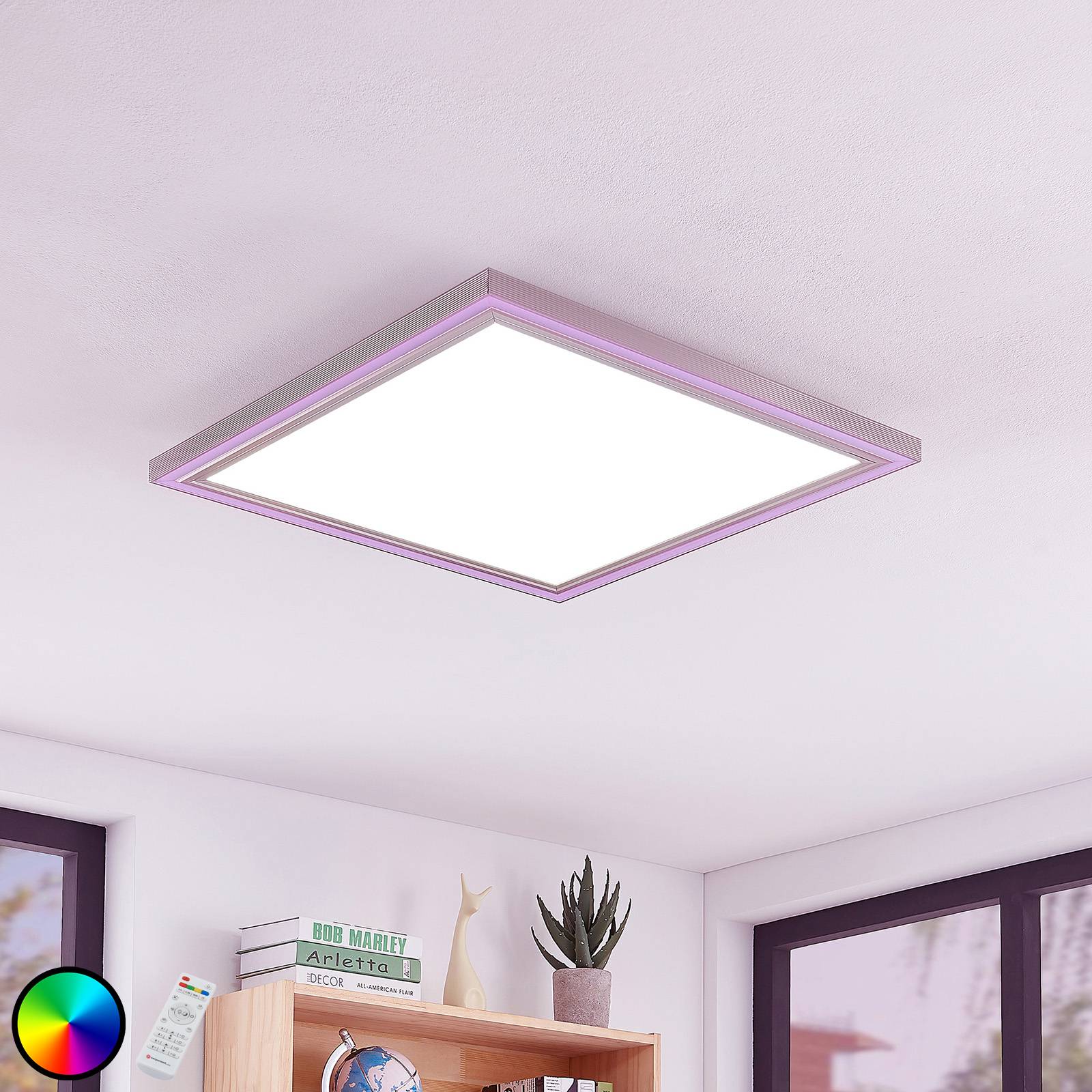 LED-kattovalaisin Lynn CCT+RGB kulmikas 60x60 cm