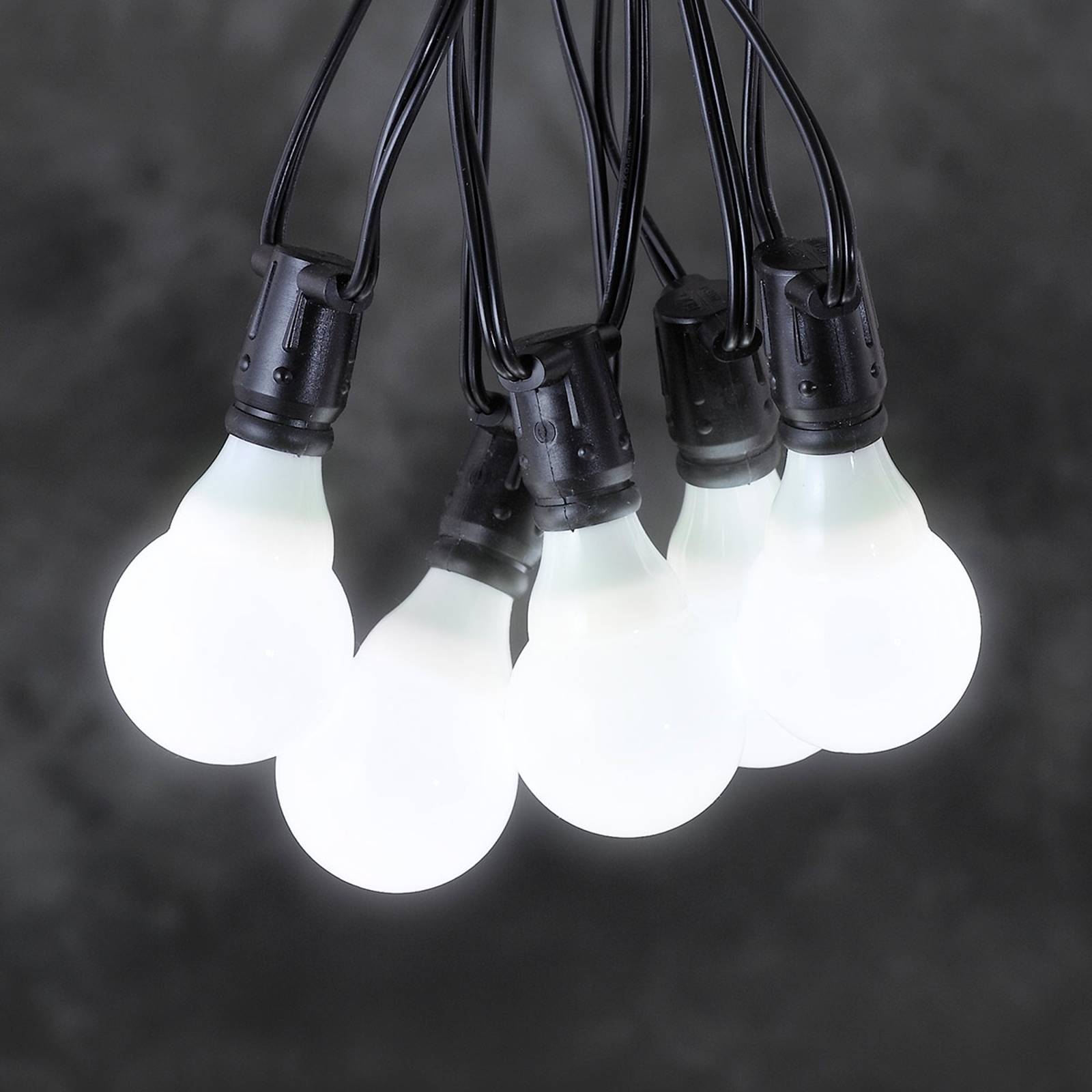 24V-järjestelmä terassivaloketju LED E10 valkoinen