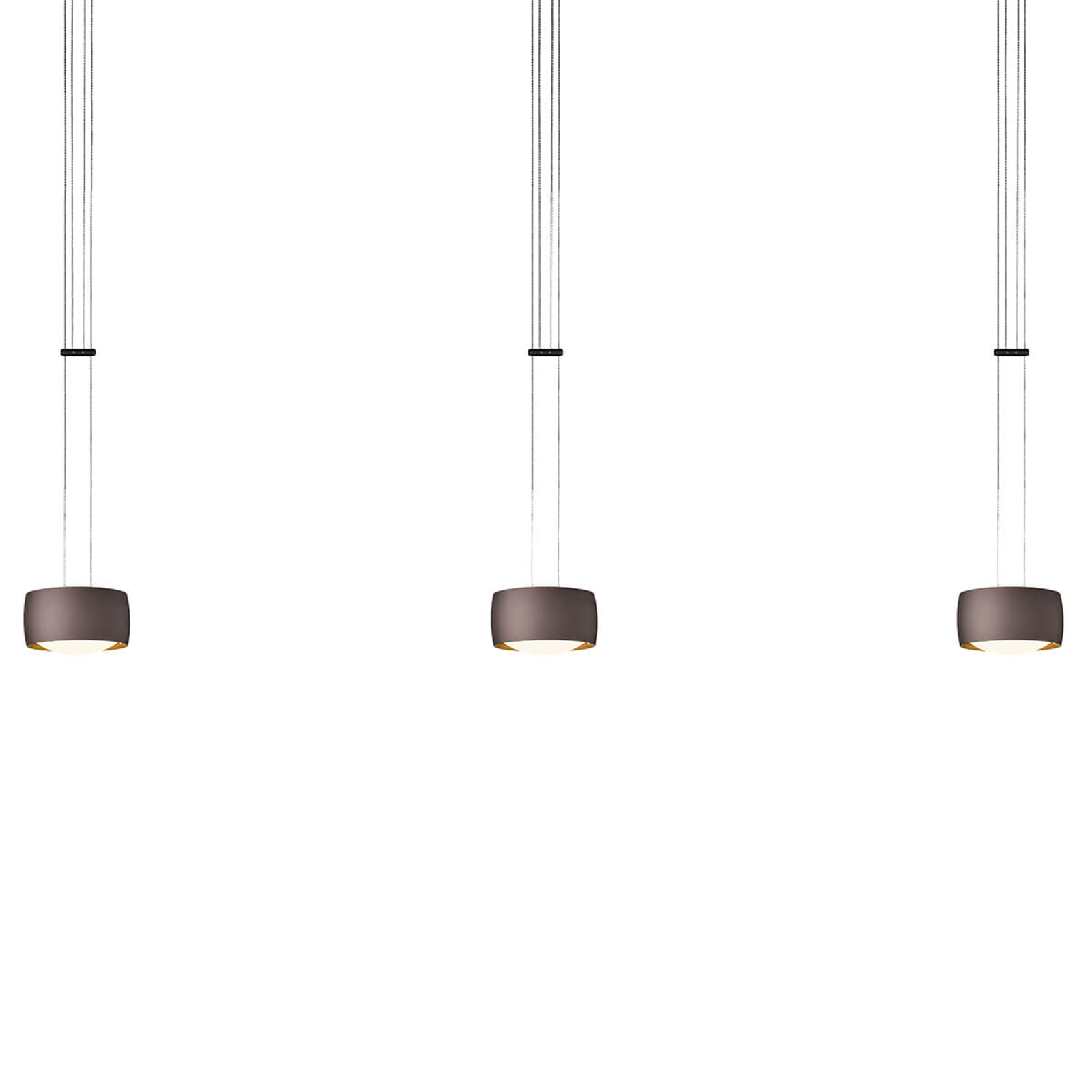 OLIGO Grace LED-riippuvalaisin 3-lamppuinen ruskea