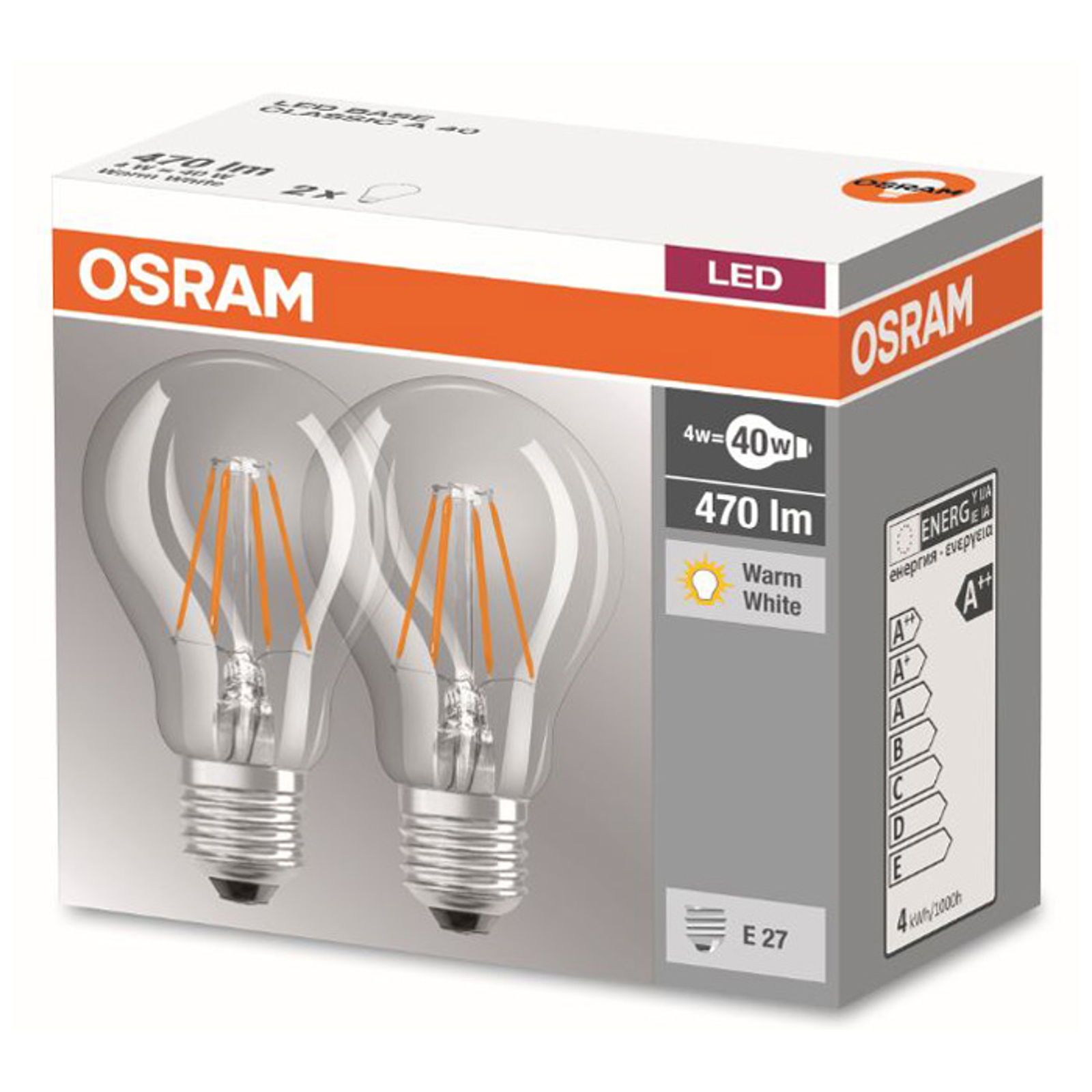 E27 4 W 827 LED-hehkulamppu kultaa 2 kpl:n setti