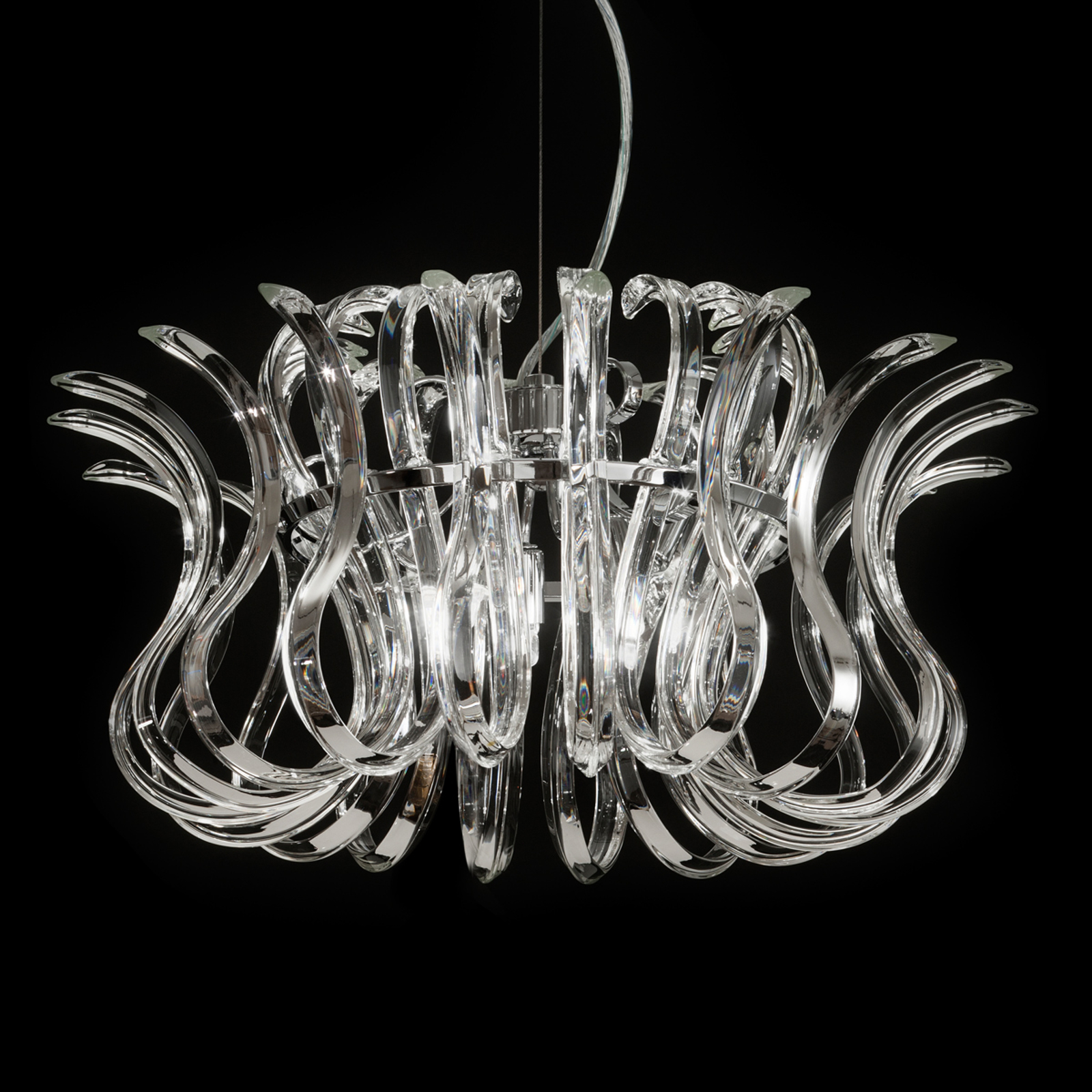 Läpimitta 50 cm - lasiriippuvalaisin Wave
